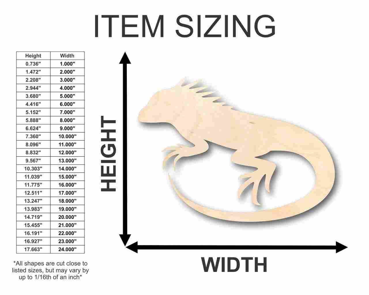 Unfinished Wood Iguana Shape - Reptile - Animal - Craft - up to 46" DIY - Image 2