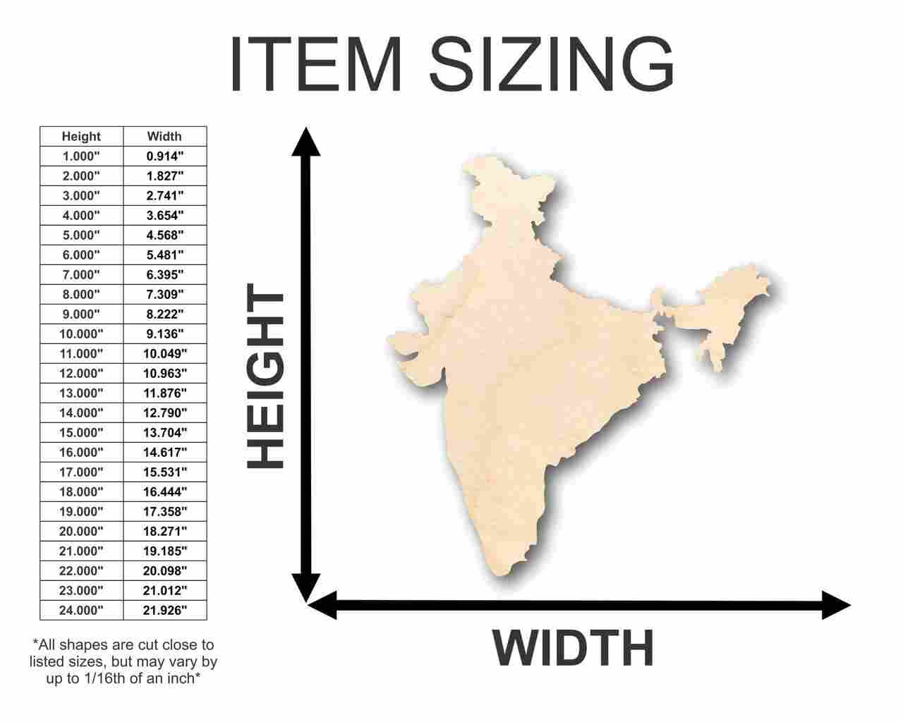 Unfinished Wood India Shape - Country - Craft - up to 46" DIY - Image 2