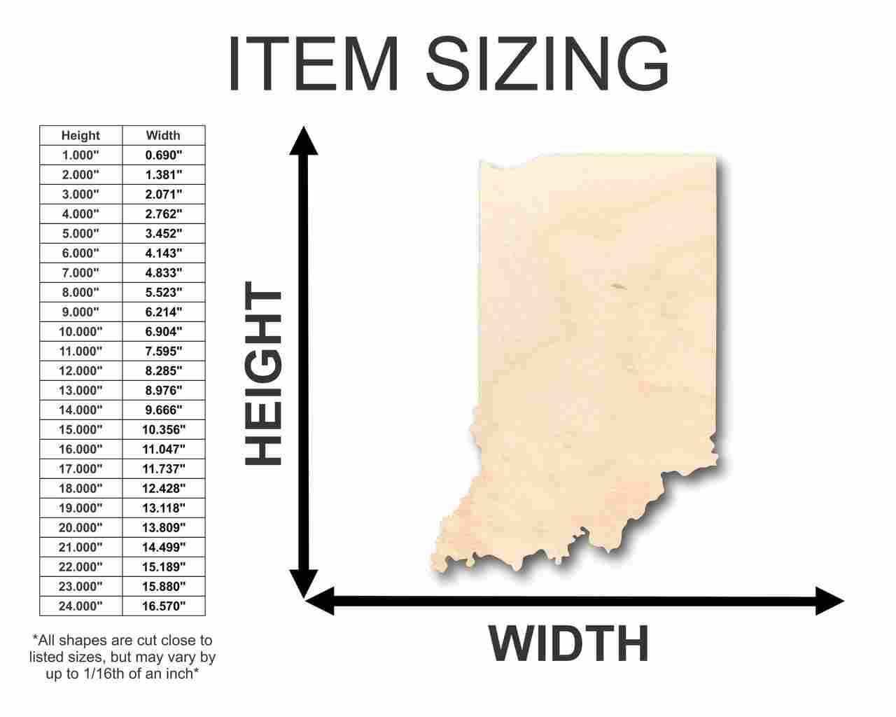 Unfinished Wood Indiana Shape - State - Craft - up to 46" DIY - Image 2
