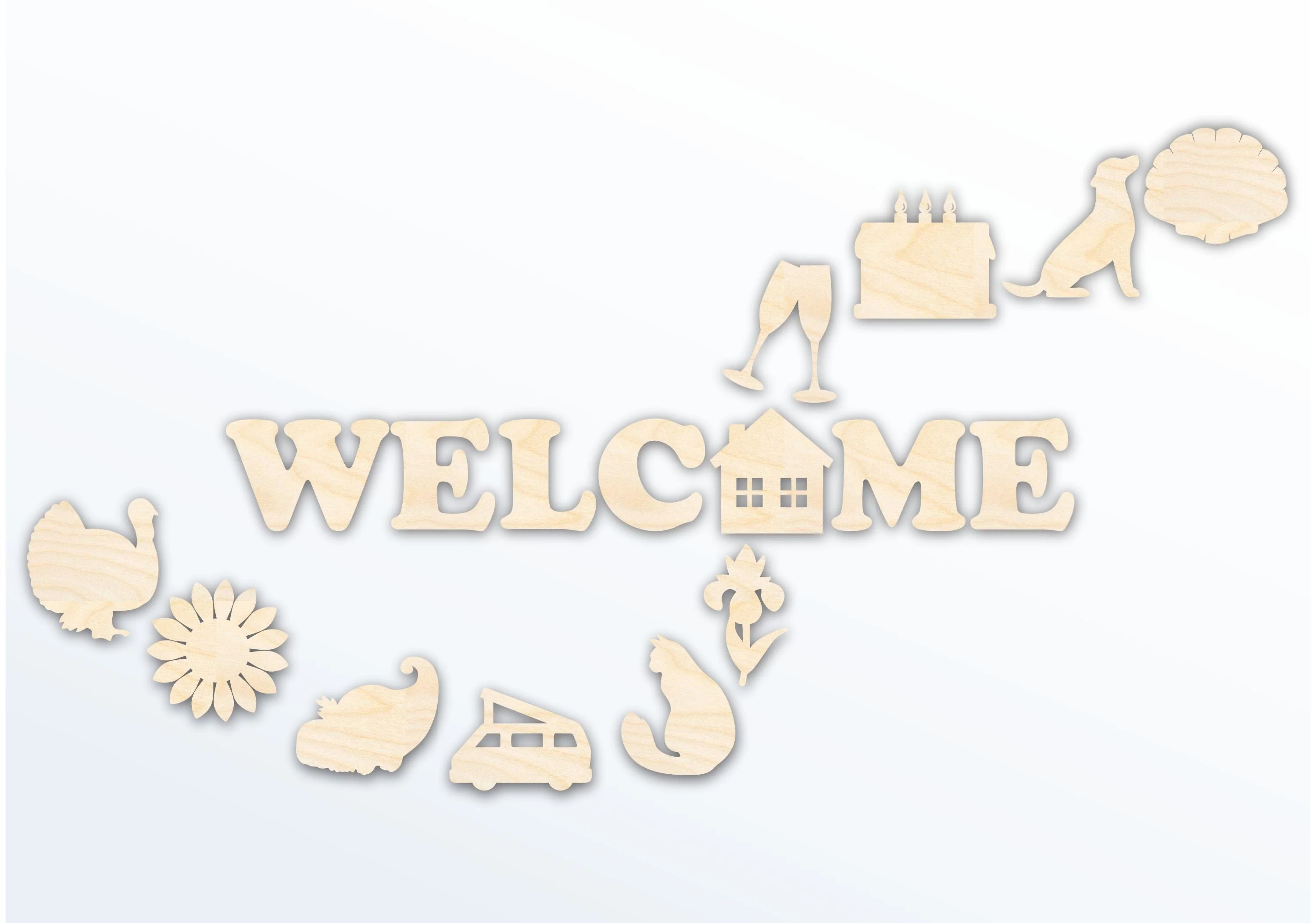 Unfinished Wood Interchangeable Welcome Craft Set - up to 60" DIY