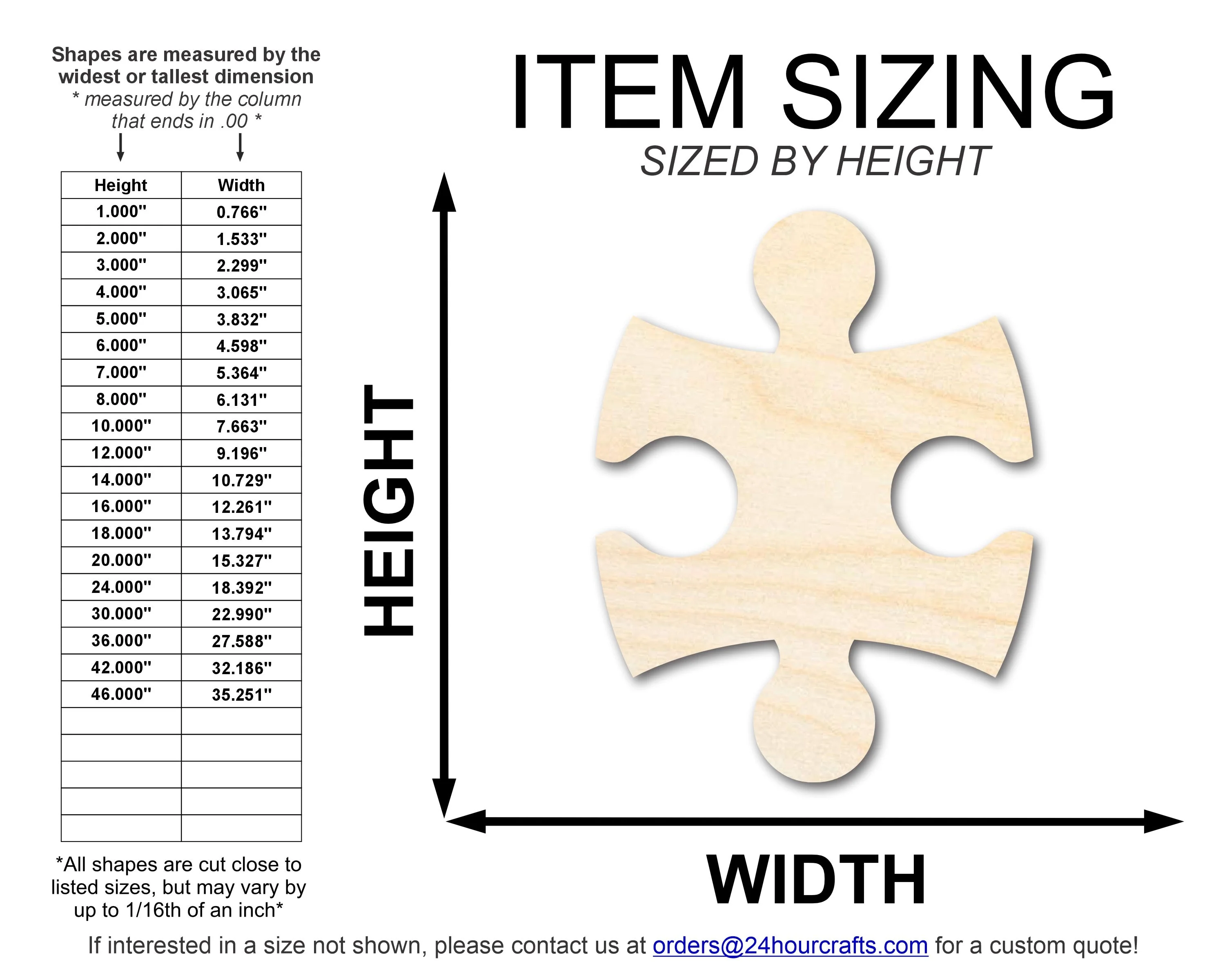Unfinished Wood Interlocking Puzzle Shape | Autism Awareness | Craft Cutout | up to 46" DIY - Image 3