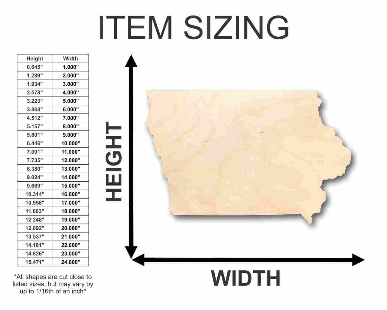 Unfinished Wood Iowa Shape - State - Craft - up to 46" DIY - Image 2