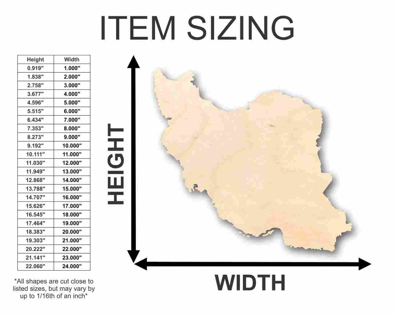 Unfinished Wood Iran Shape - Country - Craft - up to 46" DIY - Image 2