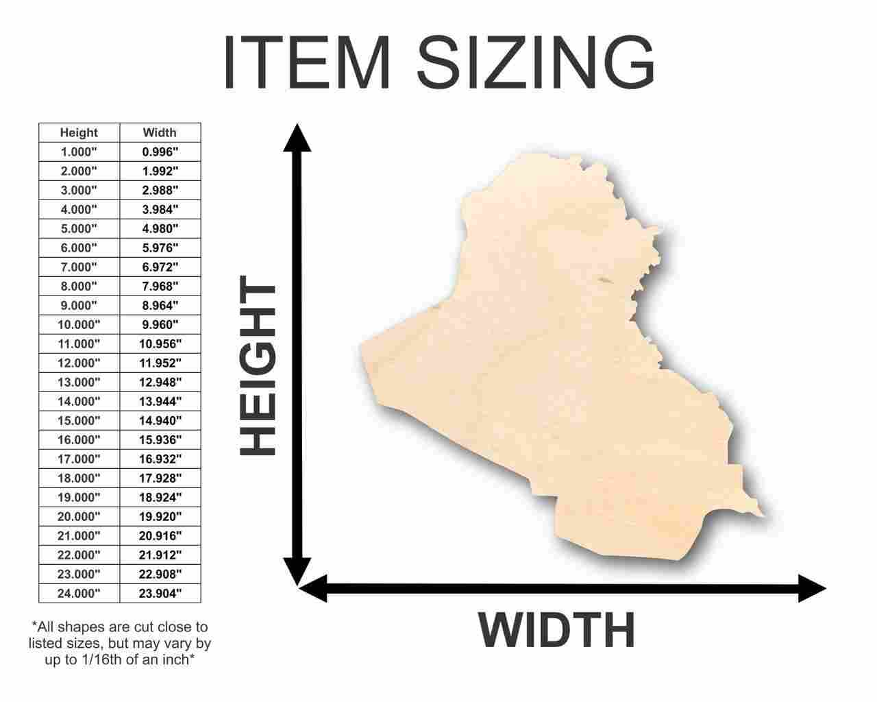 Unfinished Wood Iraq Shape - Country - Craft - up to 46" DIY - Image 2