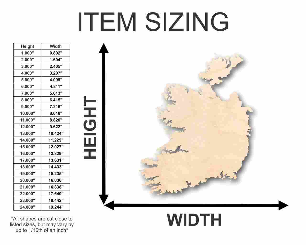 Unfinished Wood Ireland Shape - Country - Craft - up to 46" DIY - Image 2