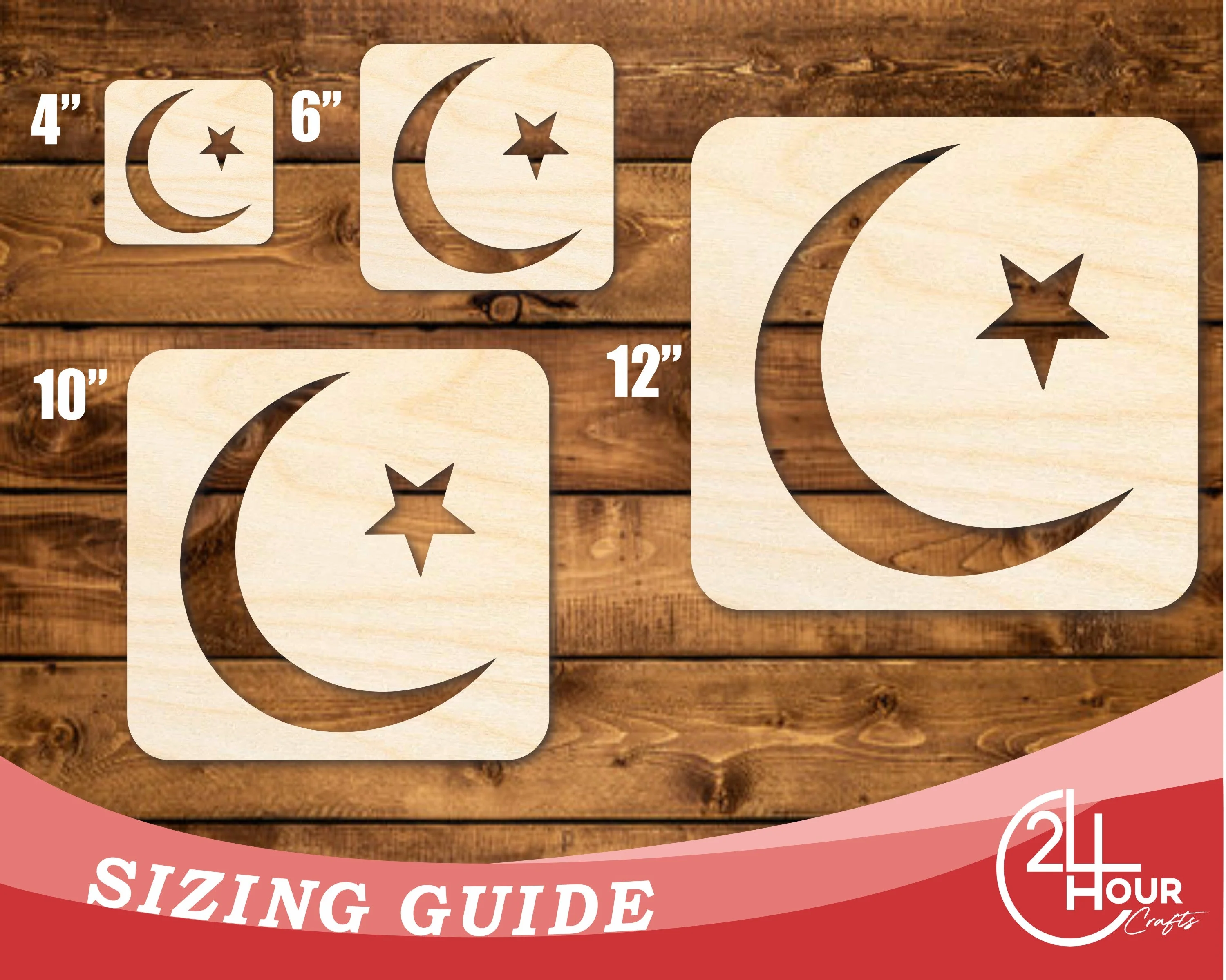 Unfinished Wood Islam Symbol Shape | DIY Craft Cutout | up to 46" DIY - Image 3
