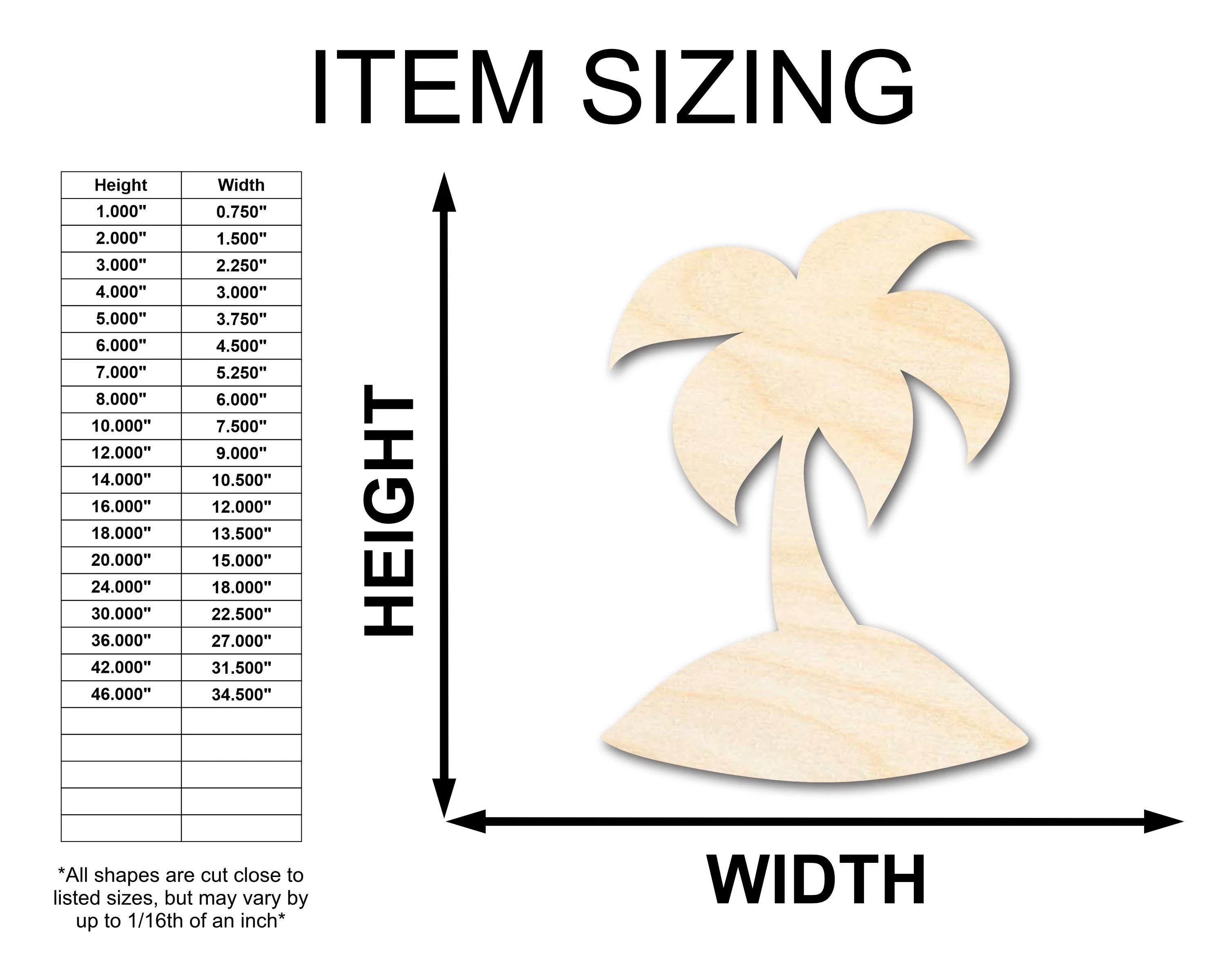 Unfinished Wood Island Palm Tree Shape - Craft - up to 46" DIY - Image 2