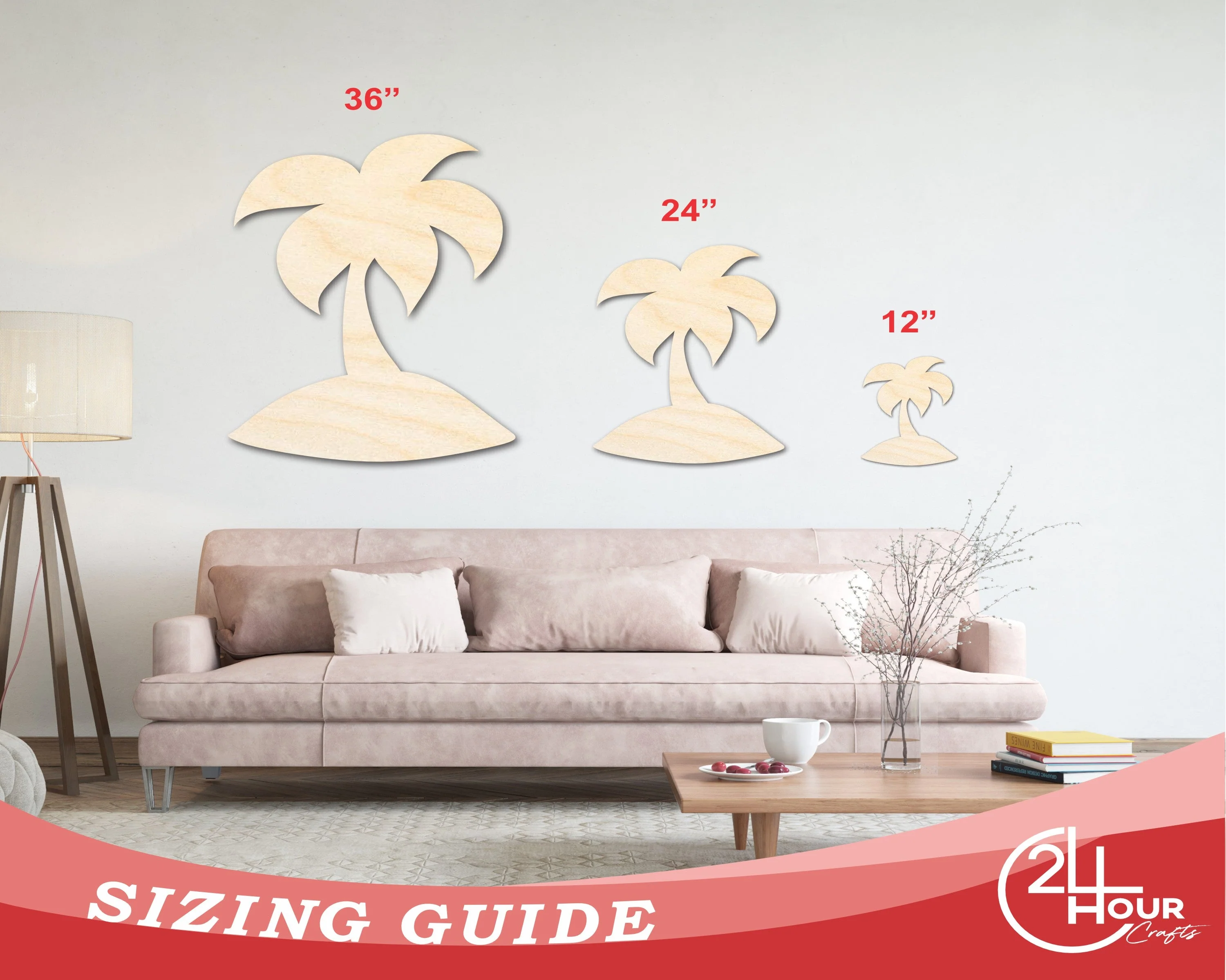 Unfinished Wood Island Palm Tree Shape - Craft - up to 46" DIY - Image 3
