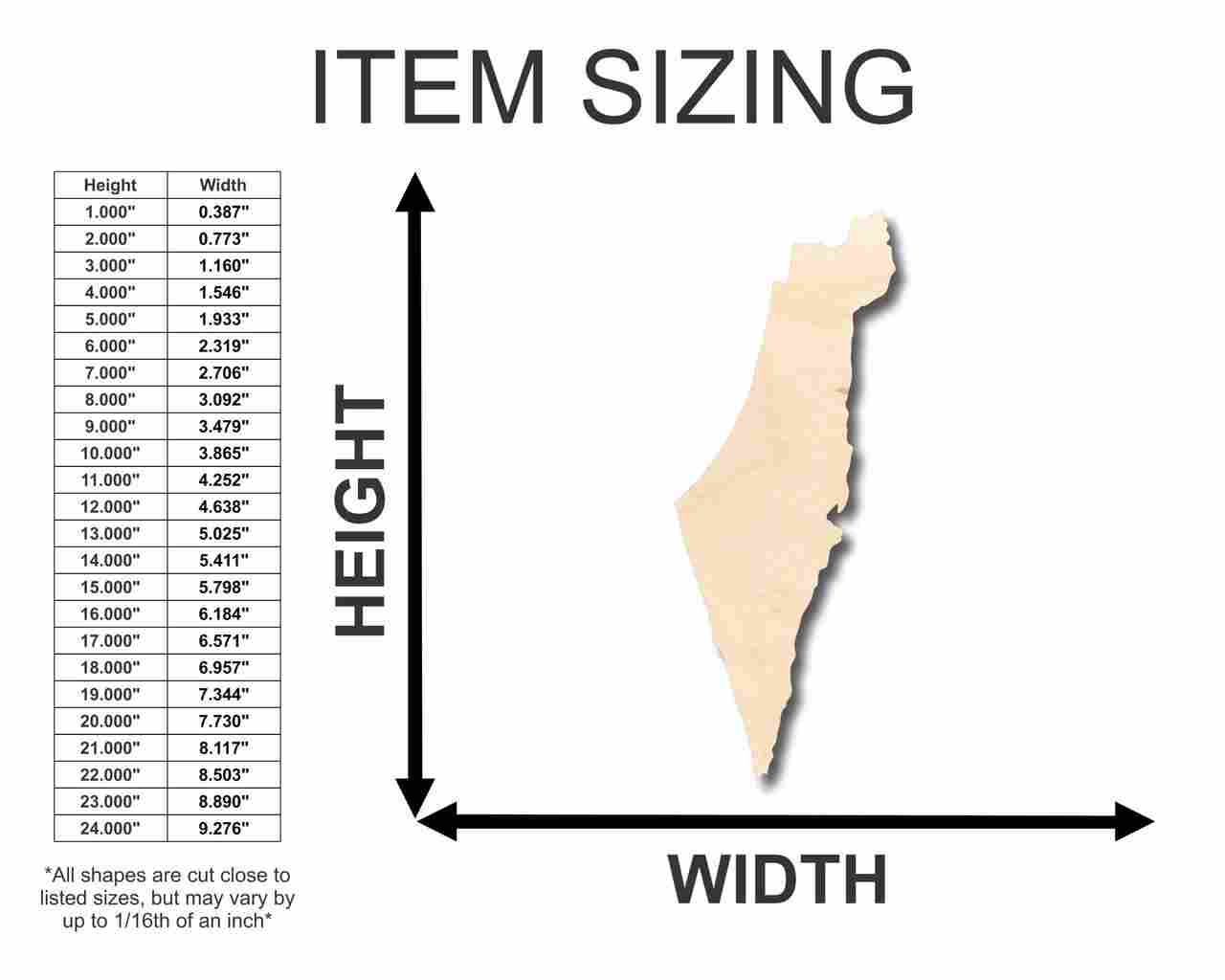 Unfinished Wood Israel Shape - Country - Craft - up to 46" DIY - Image 2