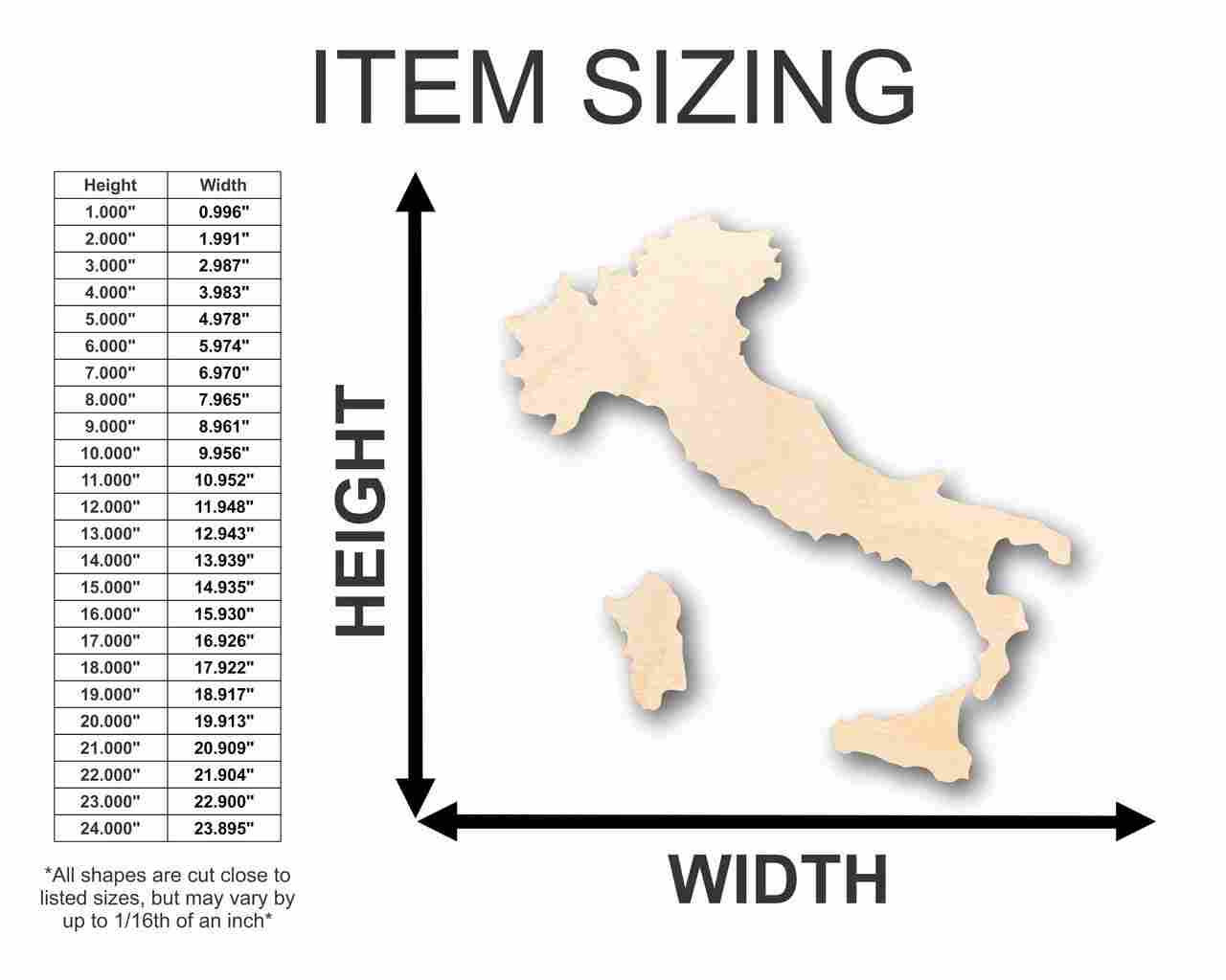 Unfinished Wood Italy Shape 3 Pieces - Country - Craft - up to 46" DIY - Image 2