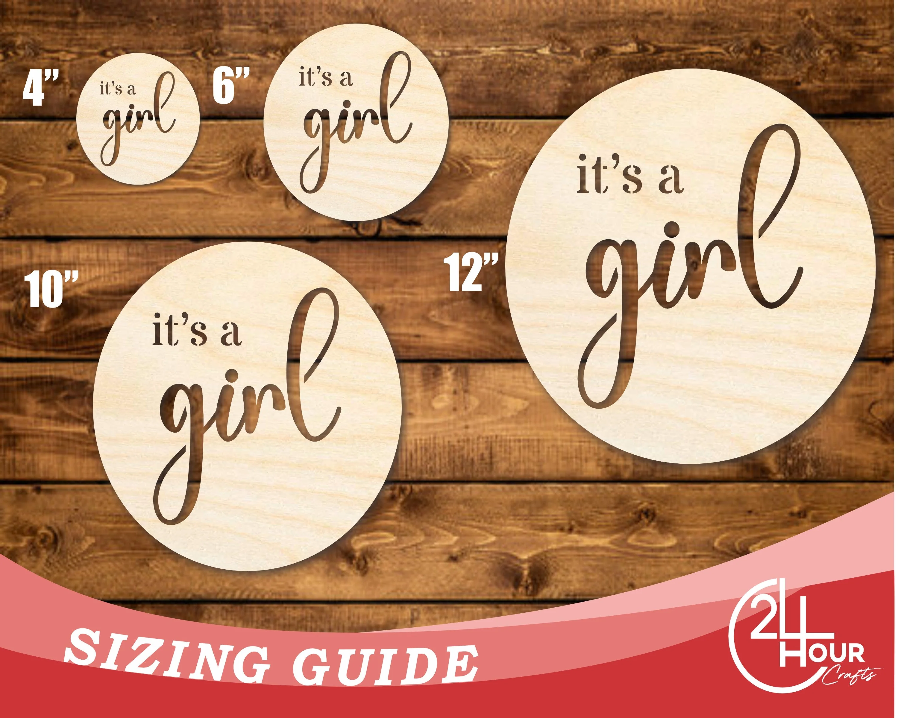 Unfinished Wood It's A Girl Cutout | DIY Craft Shape | up to 46" DIY - Image 3