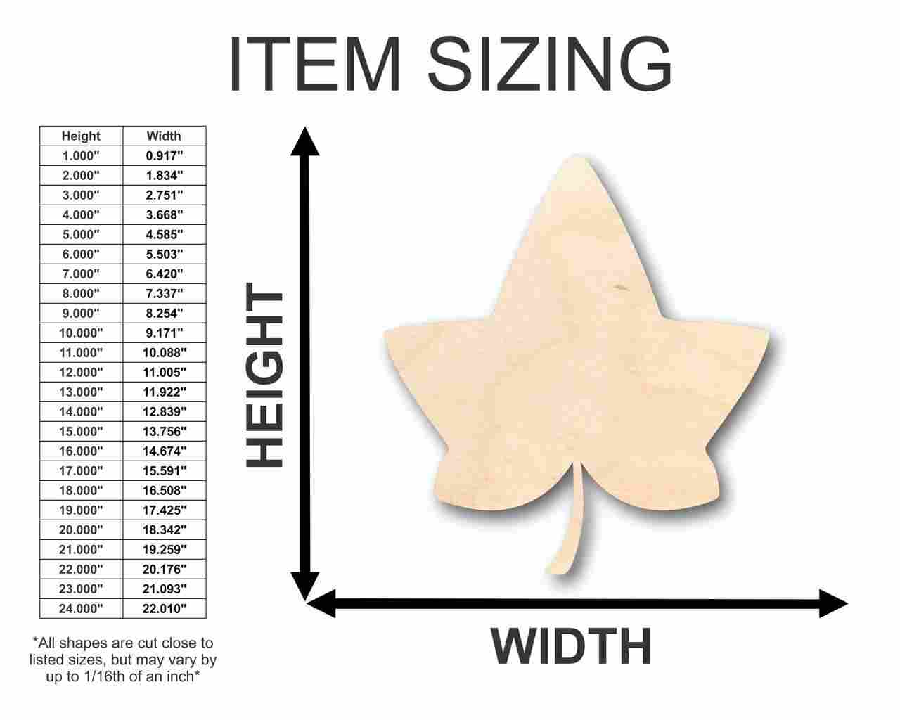 Unfinished Wood Ivy Leaf Shape - Fall - Craft - up to 46" DIY - Image 2
