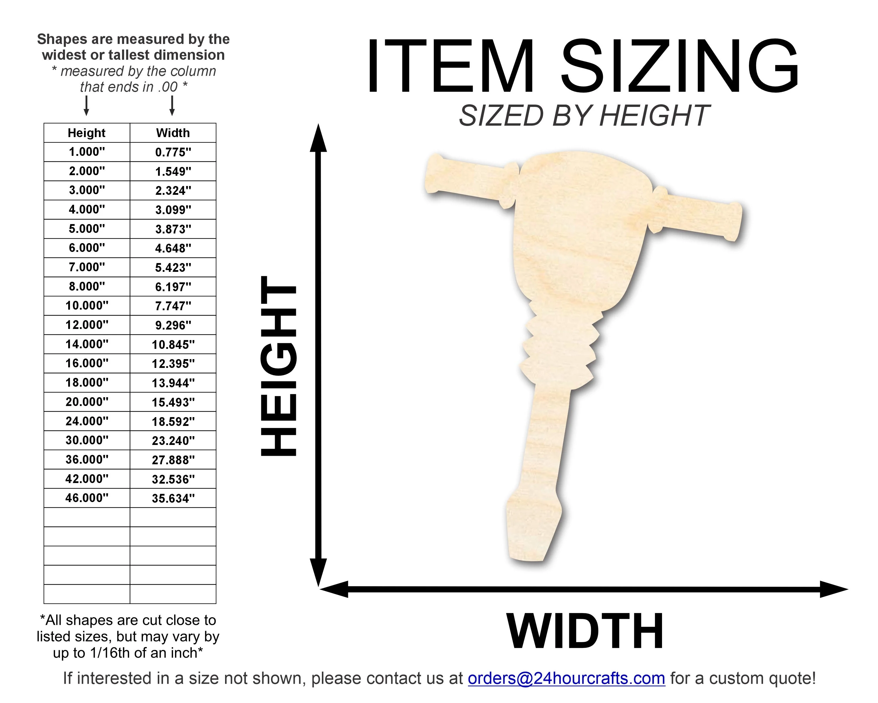 Unfinished Wood Jack Hammer Shape | DIY Craft Cutout | up to 46" DIY - Image 2