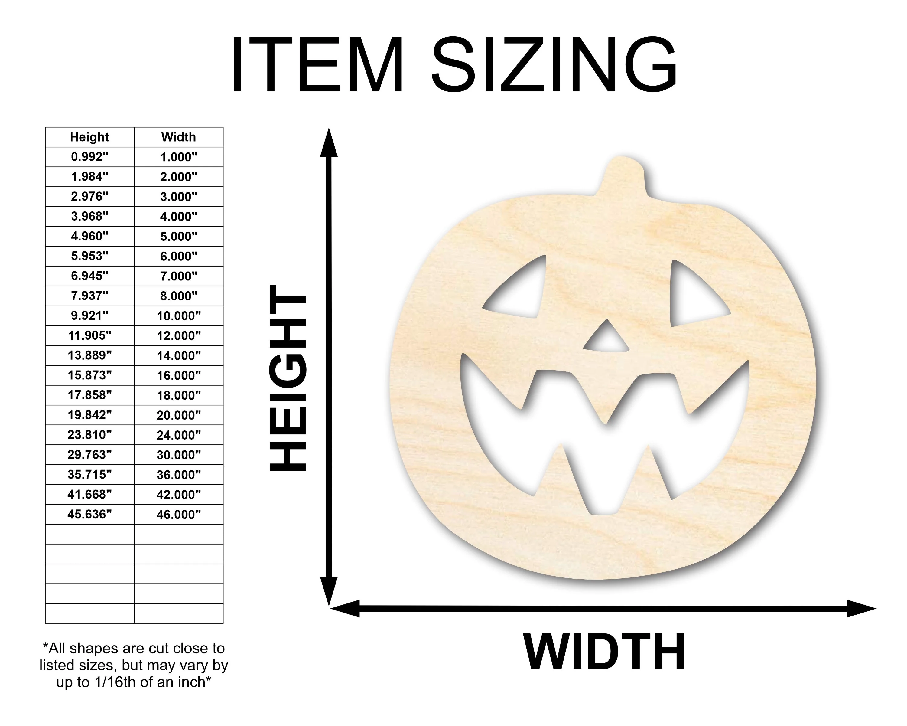 Unfinished Wood Jack-O-Lantern Shape | Craft Cutout | up to 46" DIY - Image 2