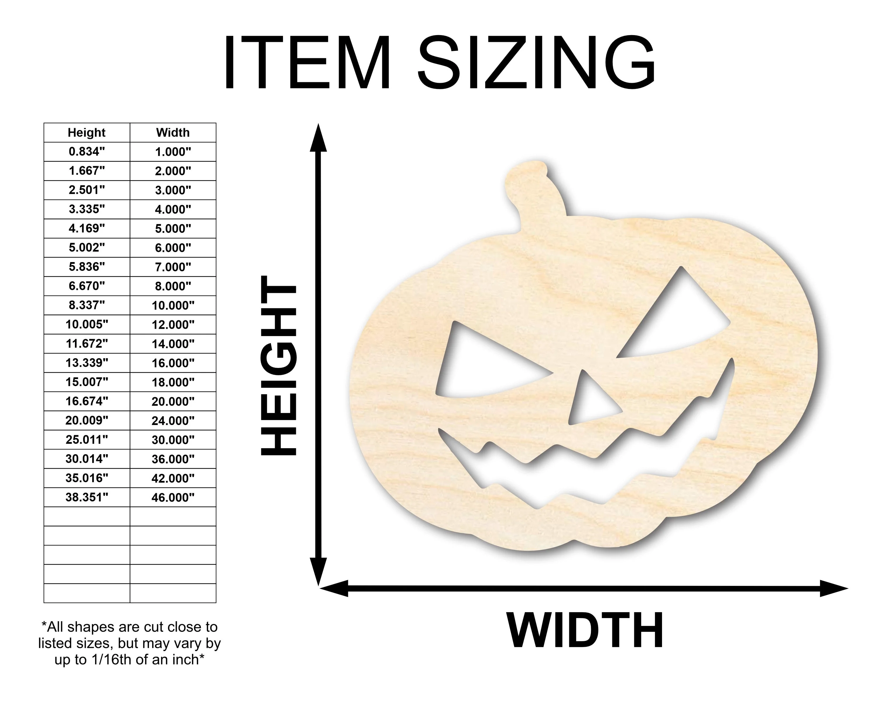 Unfinished Wood Jack-O-Lantern Shape - Craft - up to 46" - Image 2