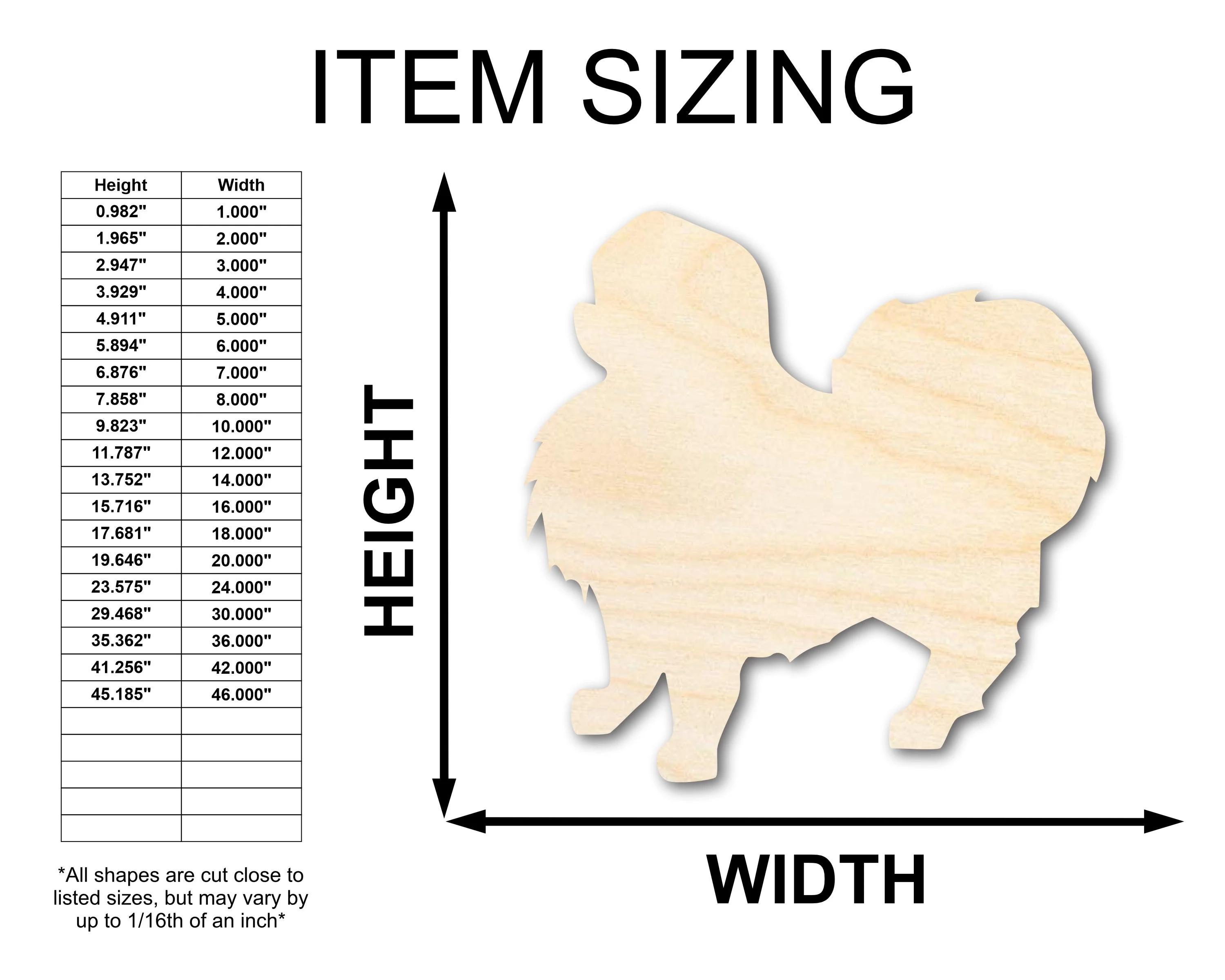 Unfinished Wood Japanese Chin Shape - Pet Craft - up to 46" - Image 2
