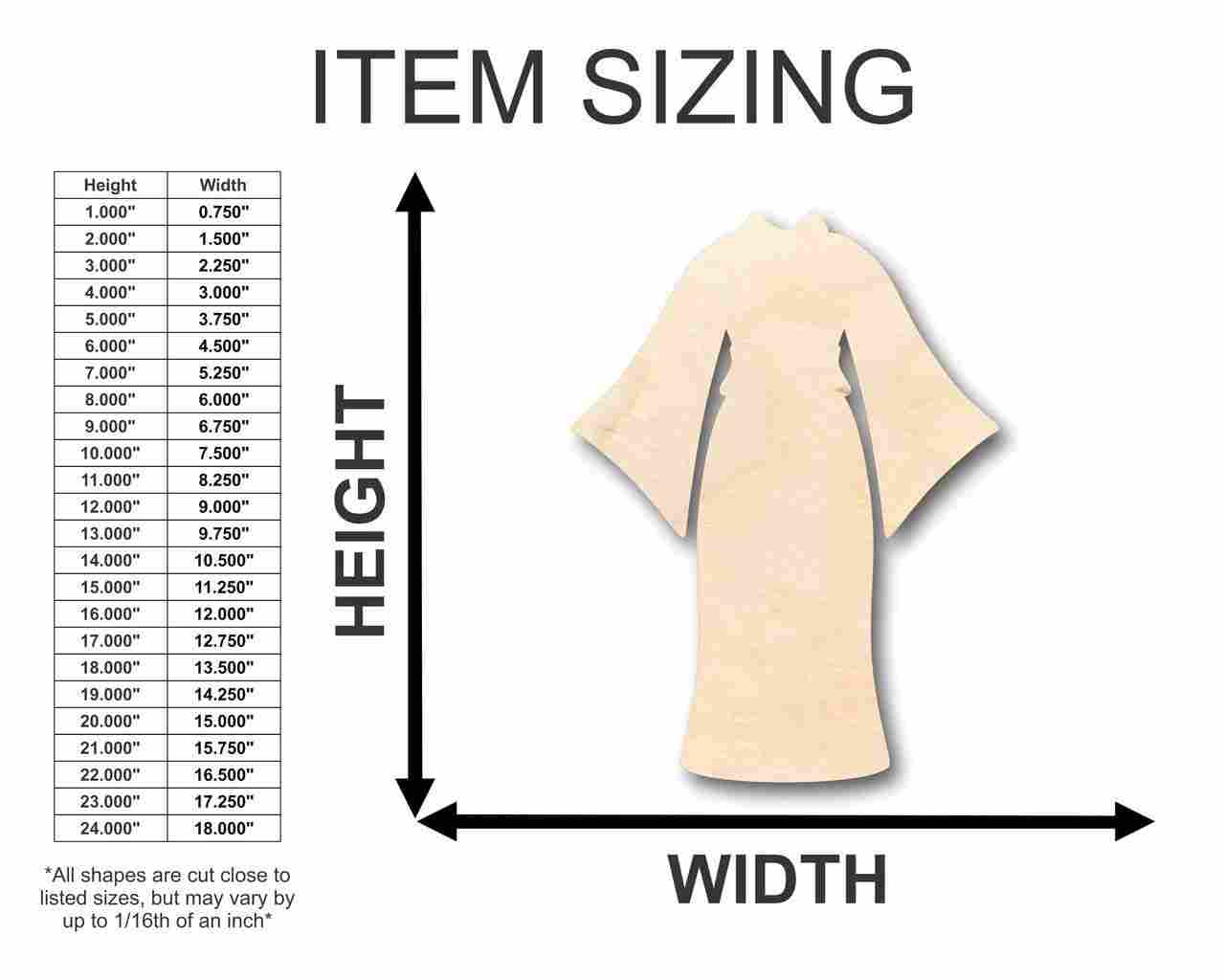 Unfinished Wood Japanese Kimono Shape - Craft - up to 46" DIY - Image 2