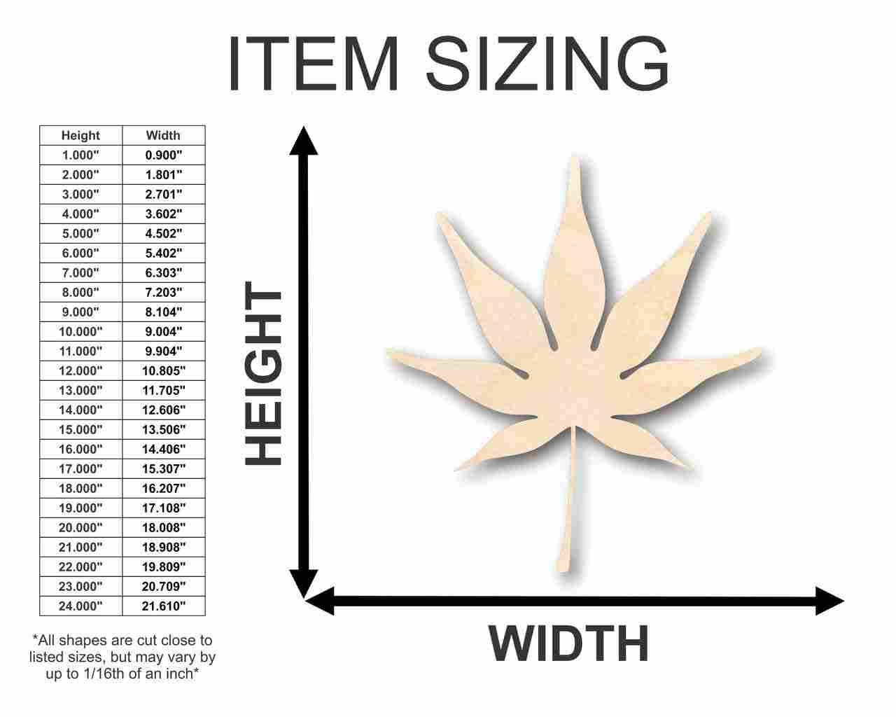 Unfinished Wood Japanese Maple Leaf Shape - Fall - Craft - up to 46" DIY - Image 2