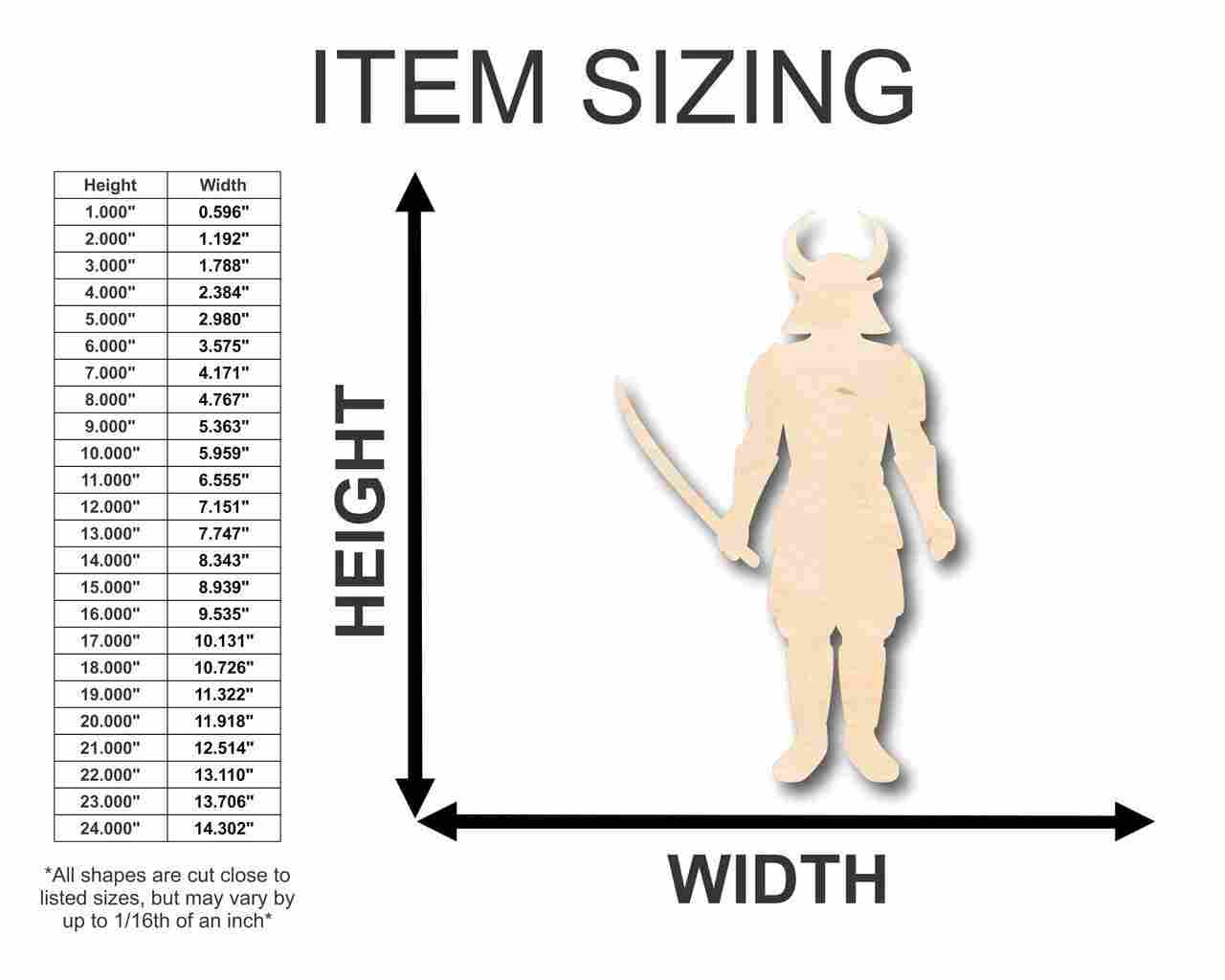 Unfinished Wood Japanese Samurai Shape - Warrior - Craft - up to 46" DIY - Image 2
