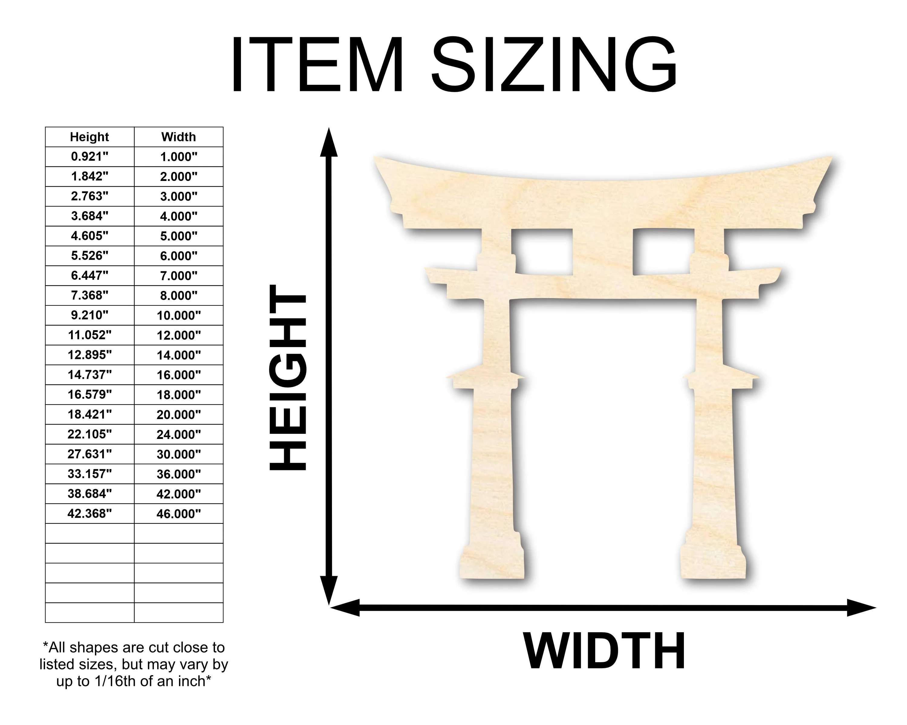 Unfinished Wood Japanese Torri Shape | Craft Cutout | up to 46" DIY - Image 2