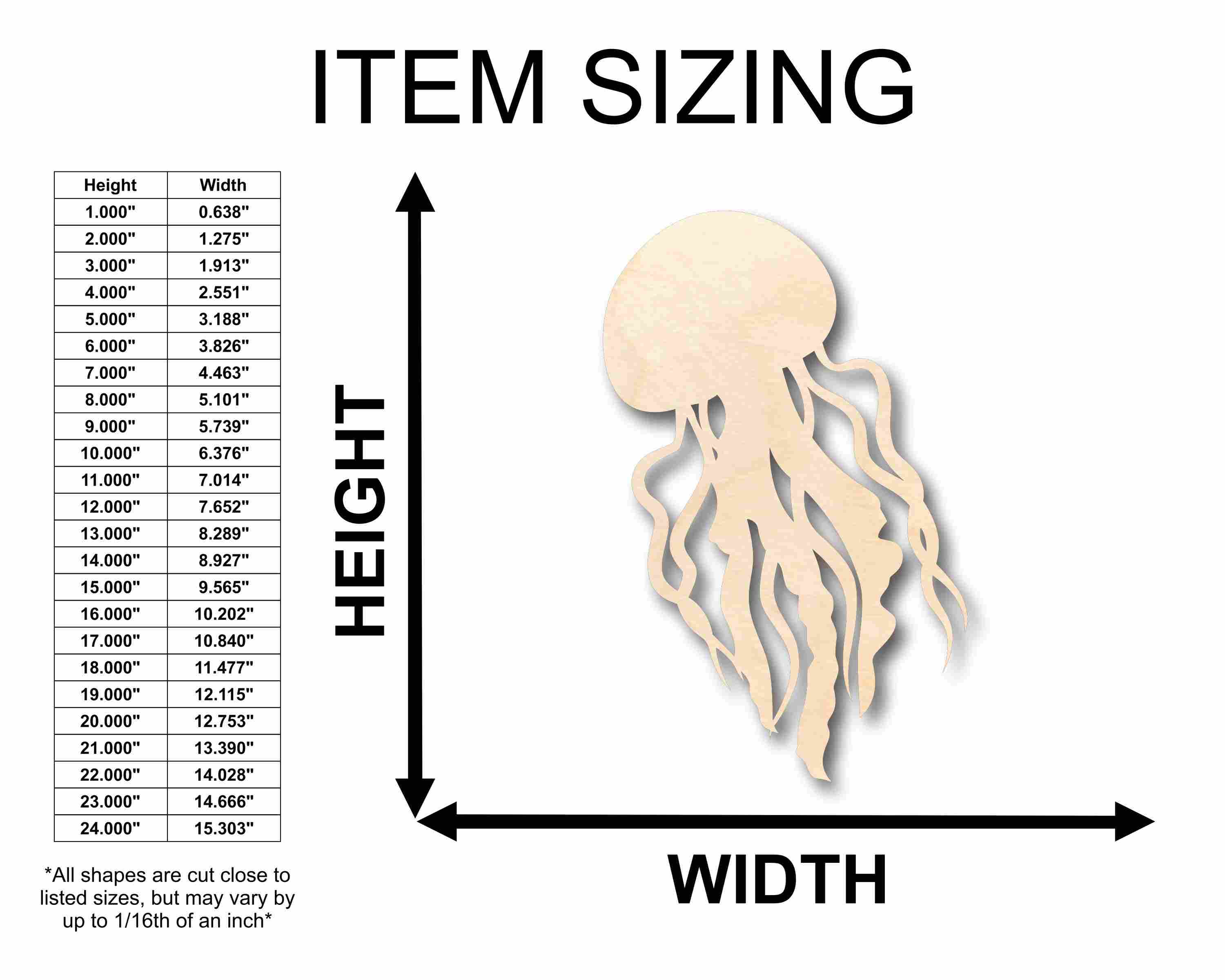 Unfinished Wood Jellyfish Jelly Fish Silhouette - Craft- up to 46" DIY - Image 2