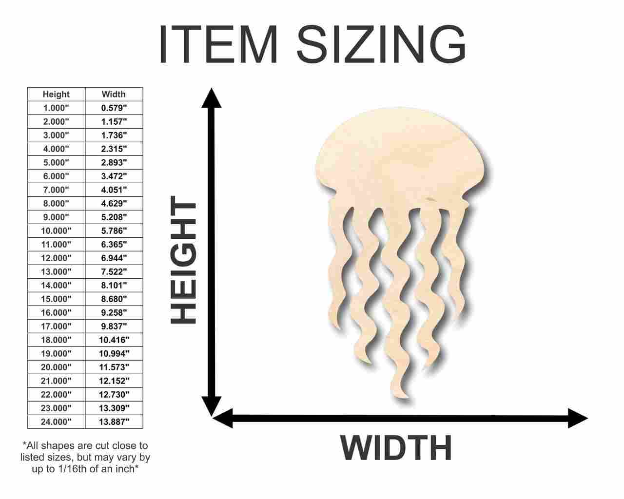 Unfinished Wood Jellyfish Shape - Ocean - Craft - up to 46" DIY - Image 2
