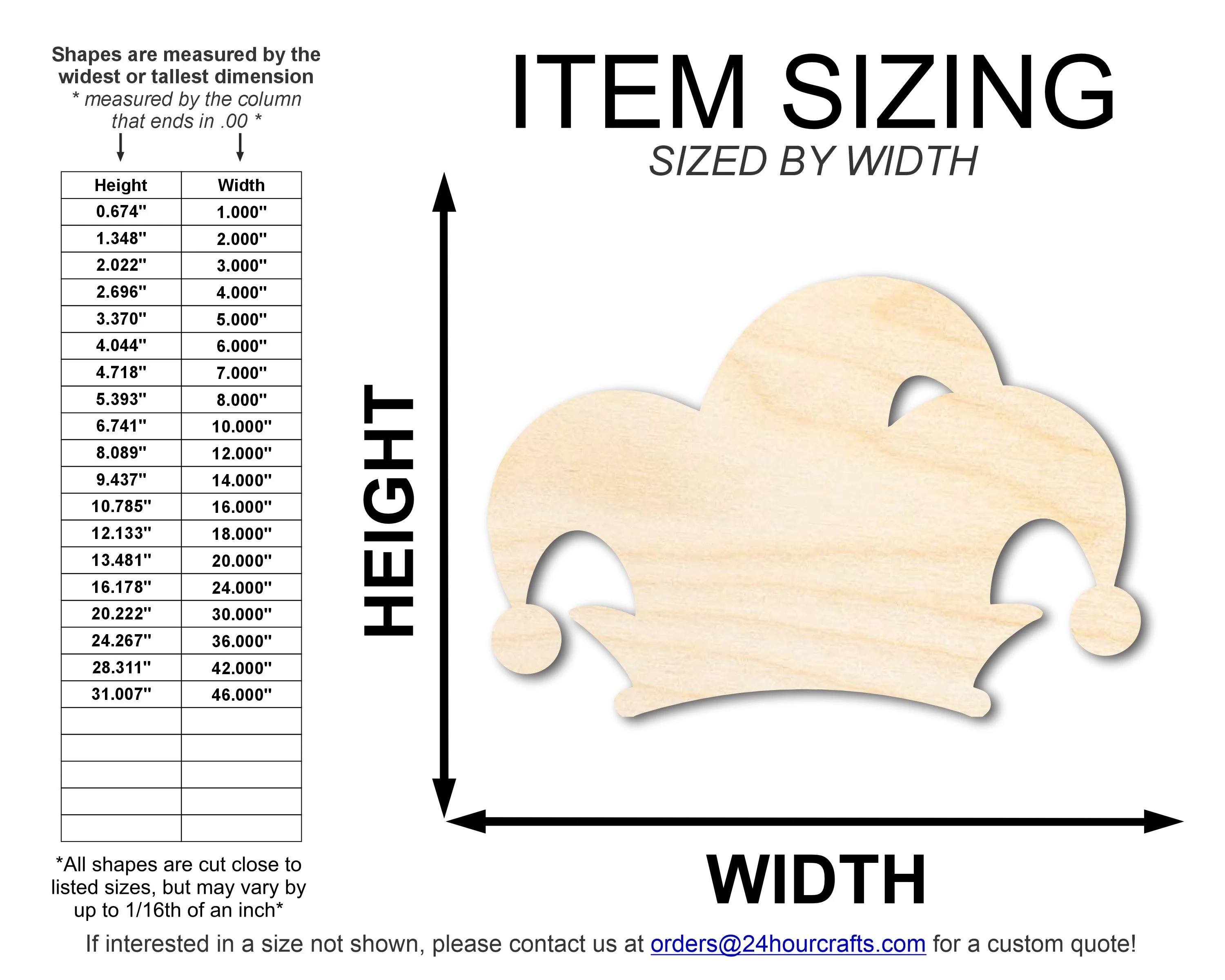 Unfinished Wood Jester Hat Silhouette | Mardi Gras | DIY Craft Cutout | up to 46" DIY - Image 2