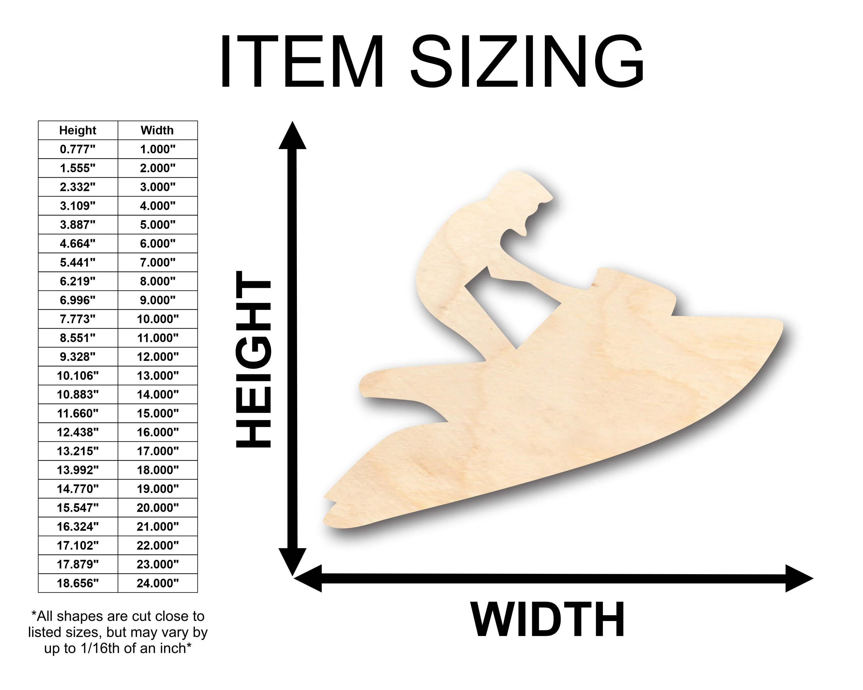 Unfinished Wood Jetski Shape - Craft - up to 46" DIY - Image 2