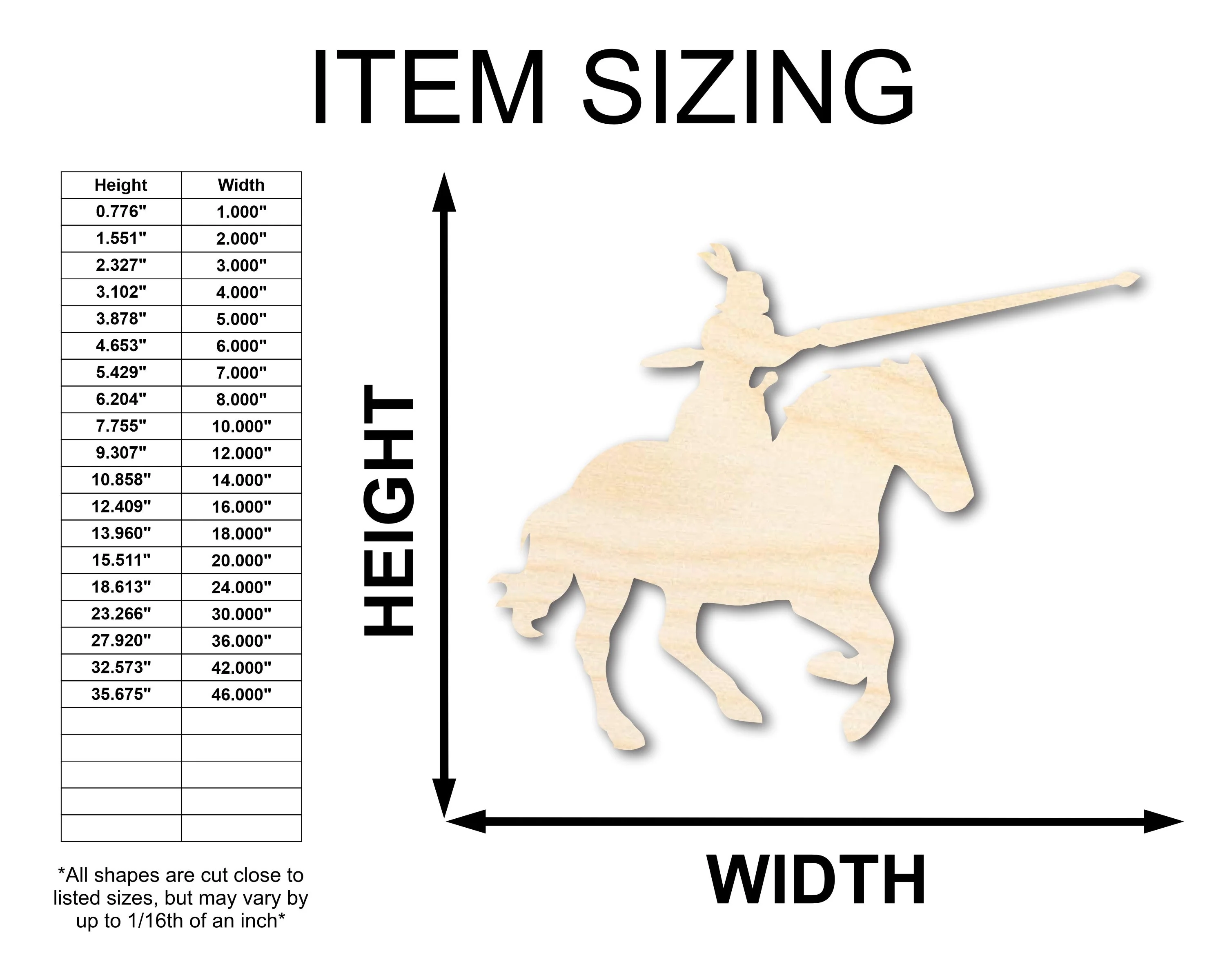 Unfinished Wood Jousting Knight Shape - Craft - up to 46" - Image 2