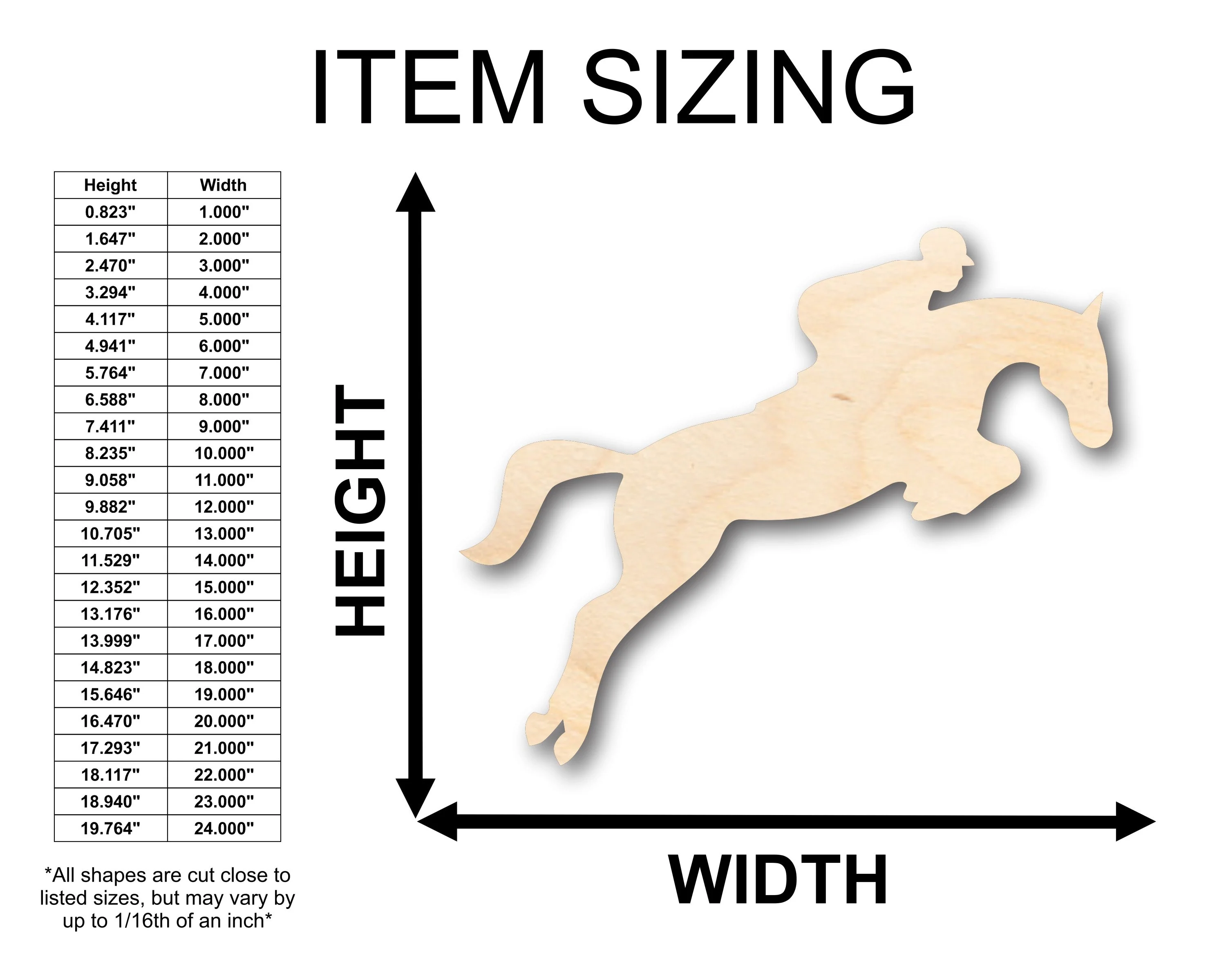 Unfinished Wood Jumping Horse with Rider Shape - Craft - up to 46" DIY - Image 2