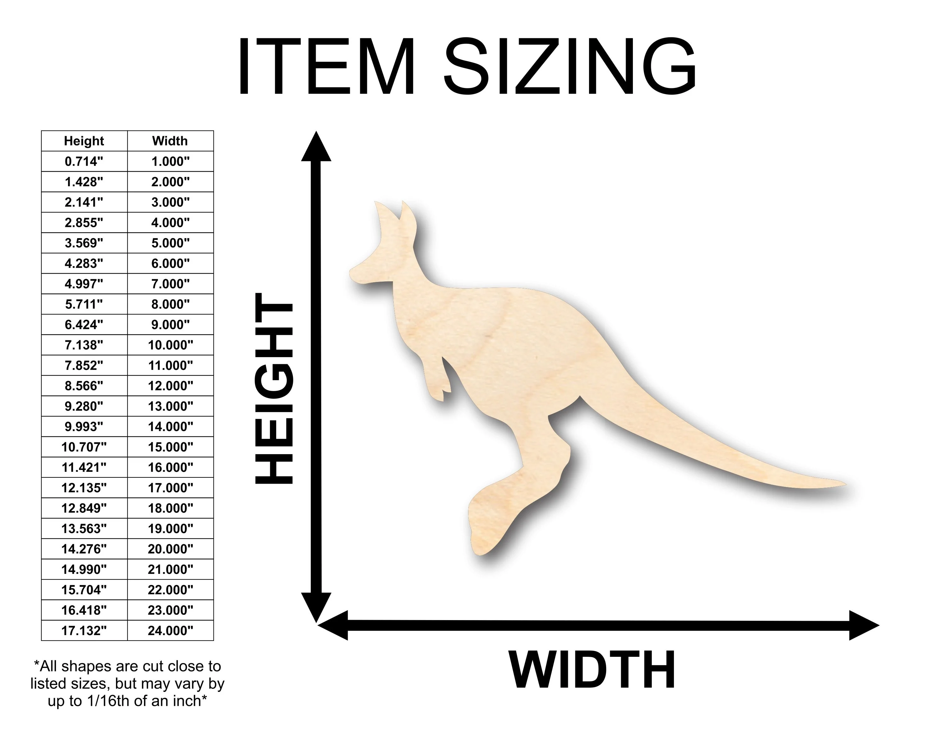 Unfinished Wood Kangaroo Australian Wildlife Shape - Craft - up to 46" DIY - Image 2