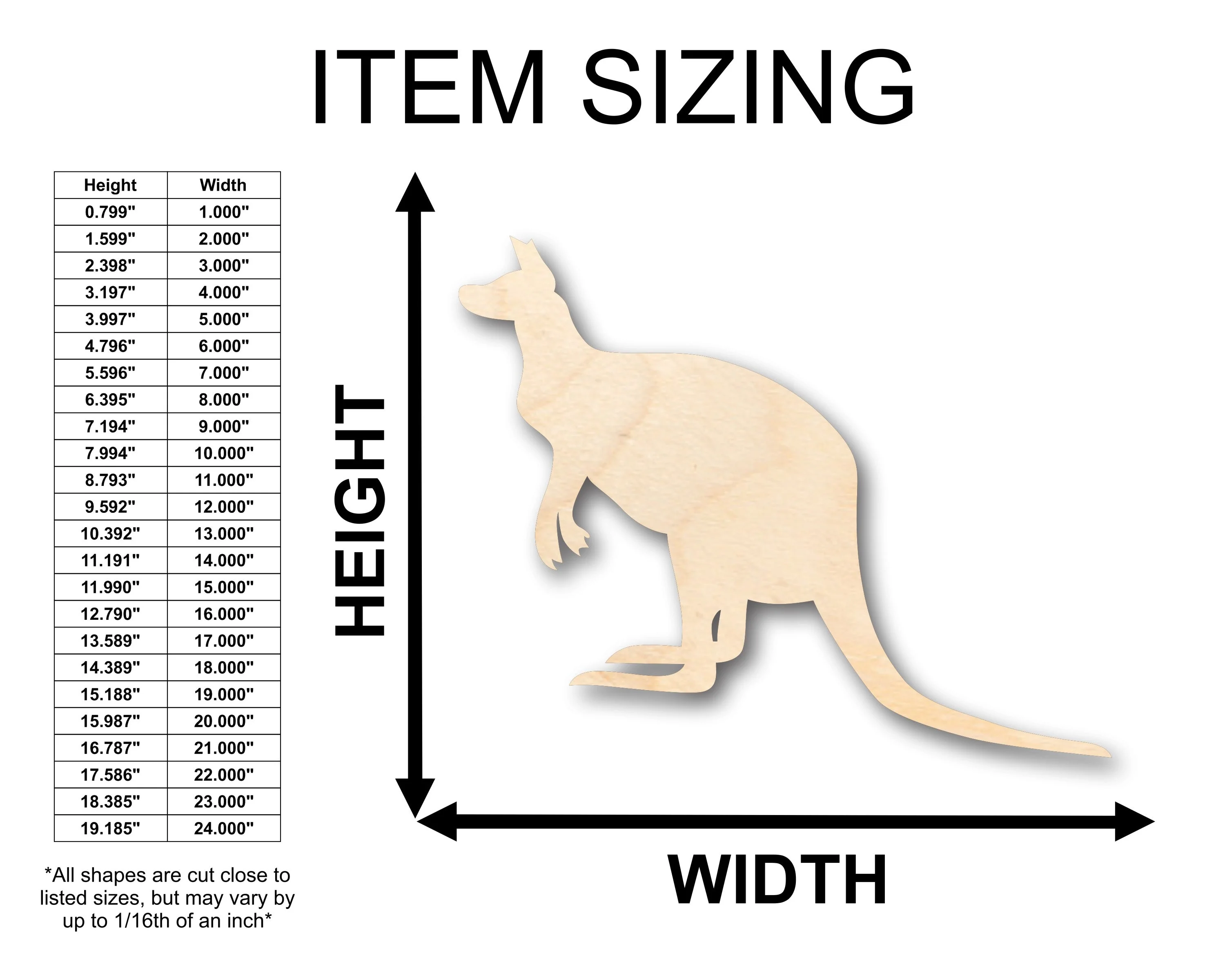 Unfinished Wood Kangaroo Australian Wildlife Shape - Craft - up to 46" DIY - Image 2