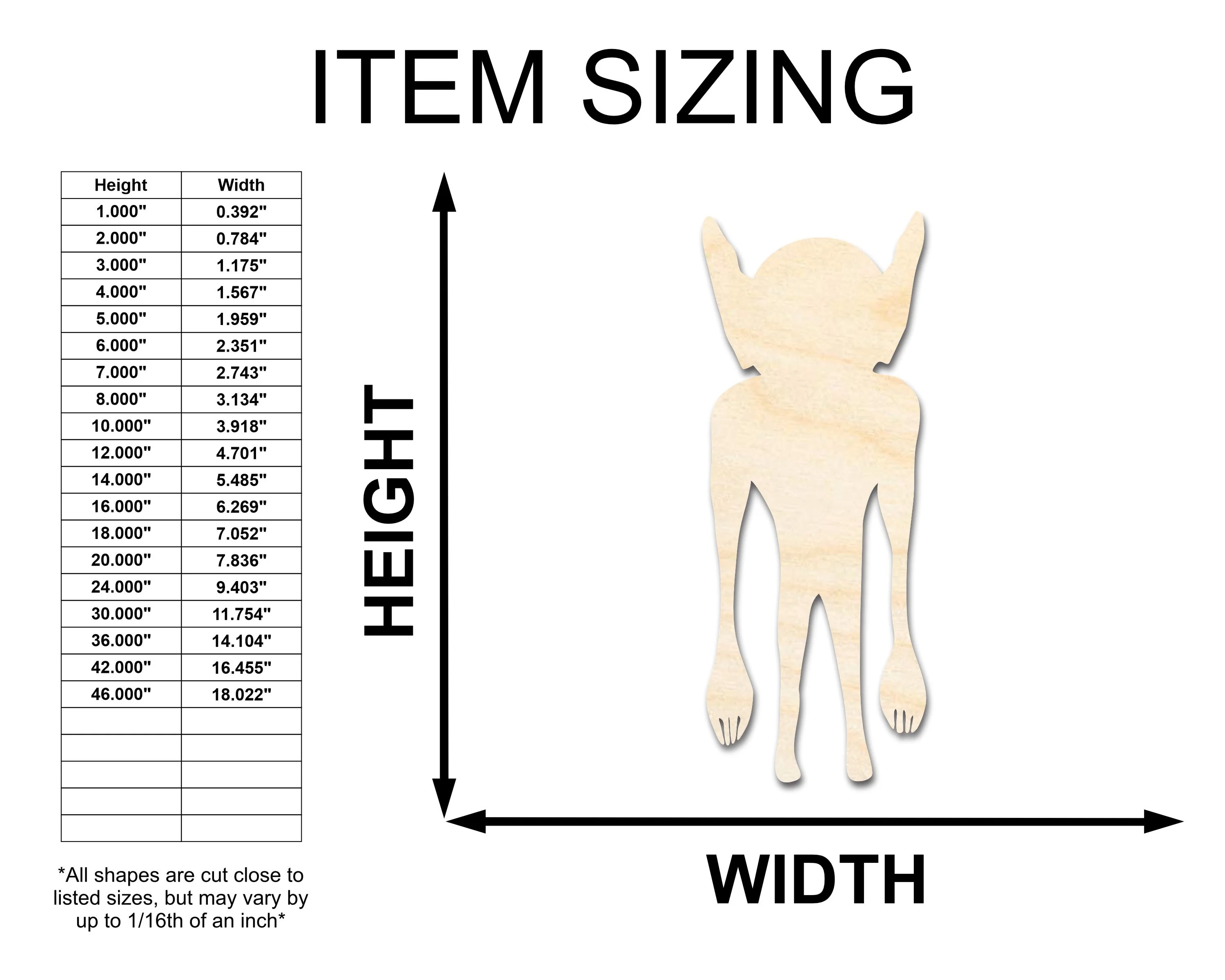 Unfinished Wood Kentucky Goblin Shape - Craft - up to 46" - Image 2