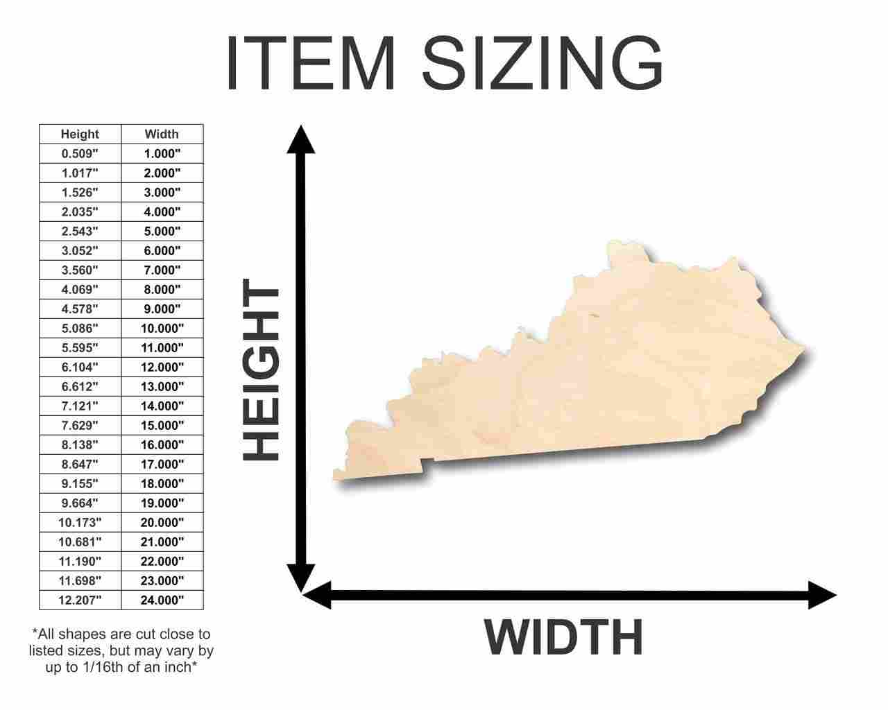 Unfinished Wood Kentucky Shape - State - Craft - up to 46" DIY - Image 2