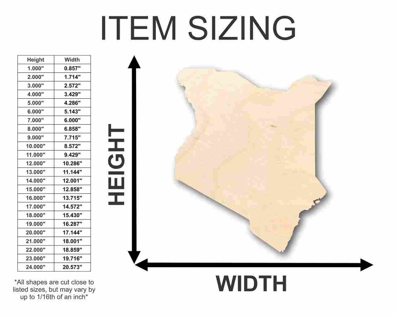 Unfinished Wood Kenya Shape - Country - Craft - up to 46" DIY - Image 2