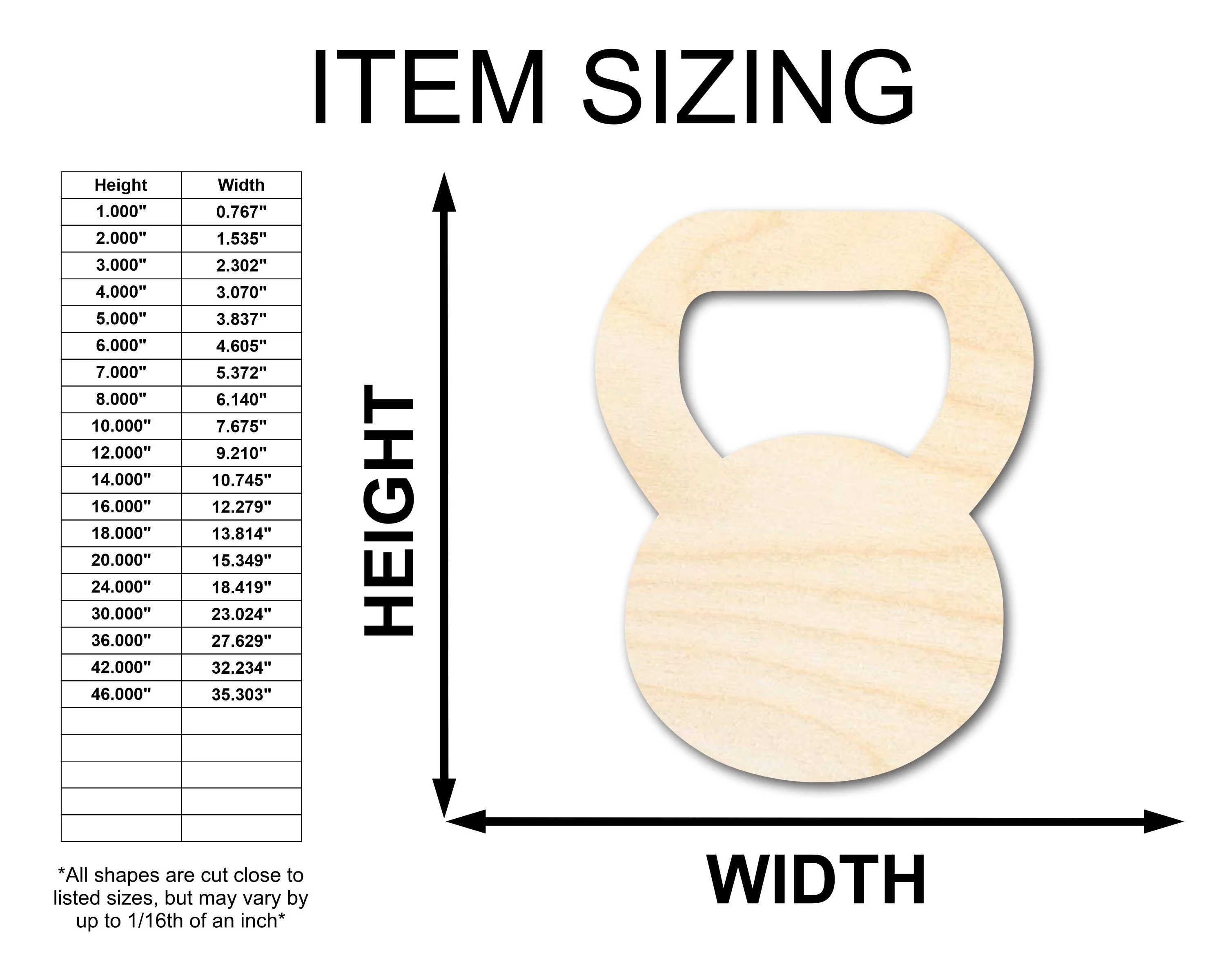 Unfinished Wood Kettle Ball Shape | Fitness Craft Cutout | up to 46" DIY - Image 2