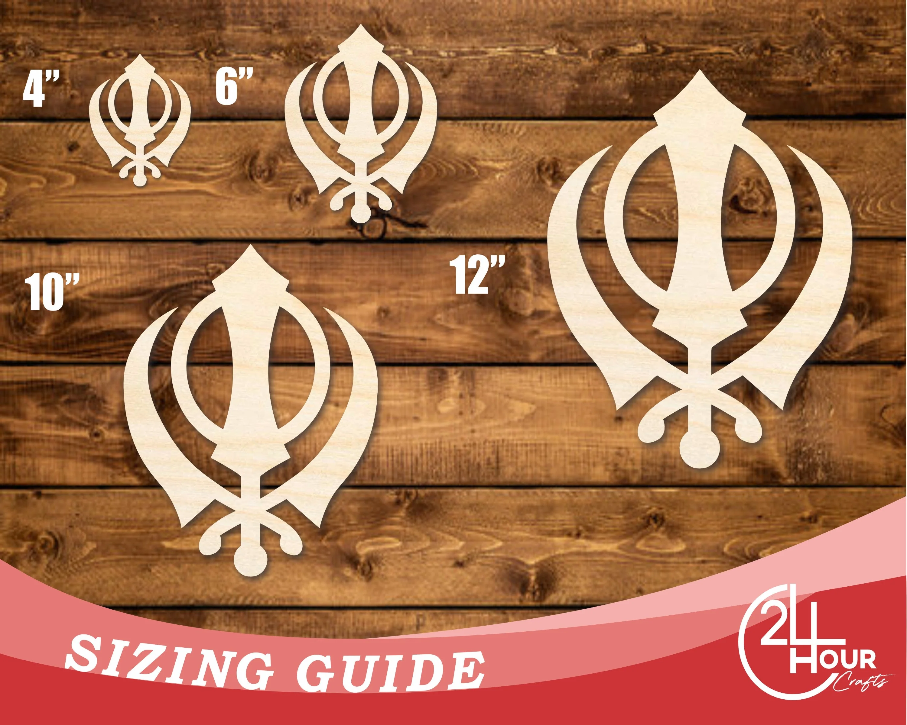 Unfinished Wood Khanda Sikhism Symbol Shape | DIY Craft Cutout | up to 46" DIY - Image 3