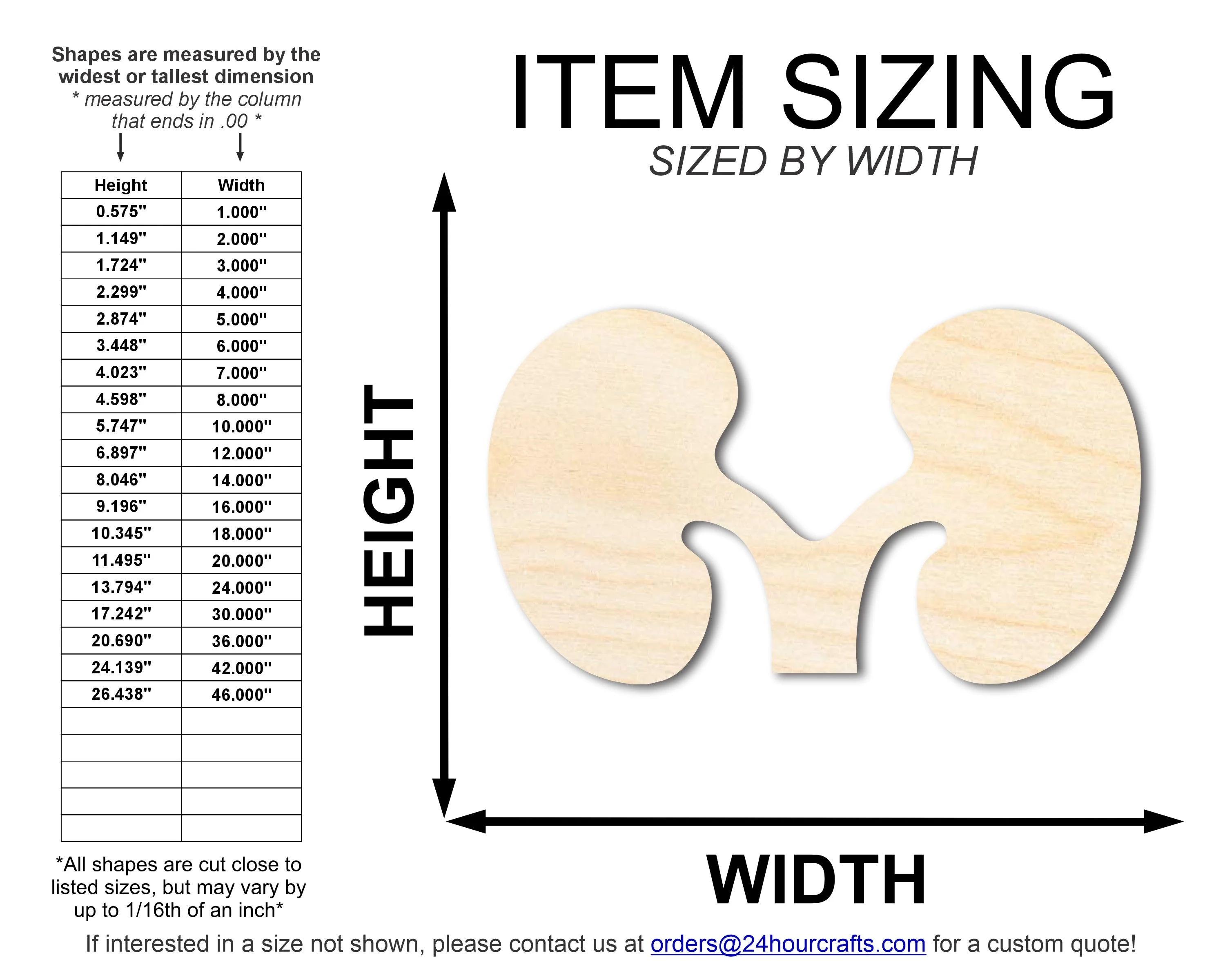 Unfinished Wood Kidney Shape | DIY Craft Cutout | up to 46" DIY - Image 2