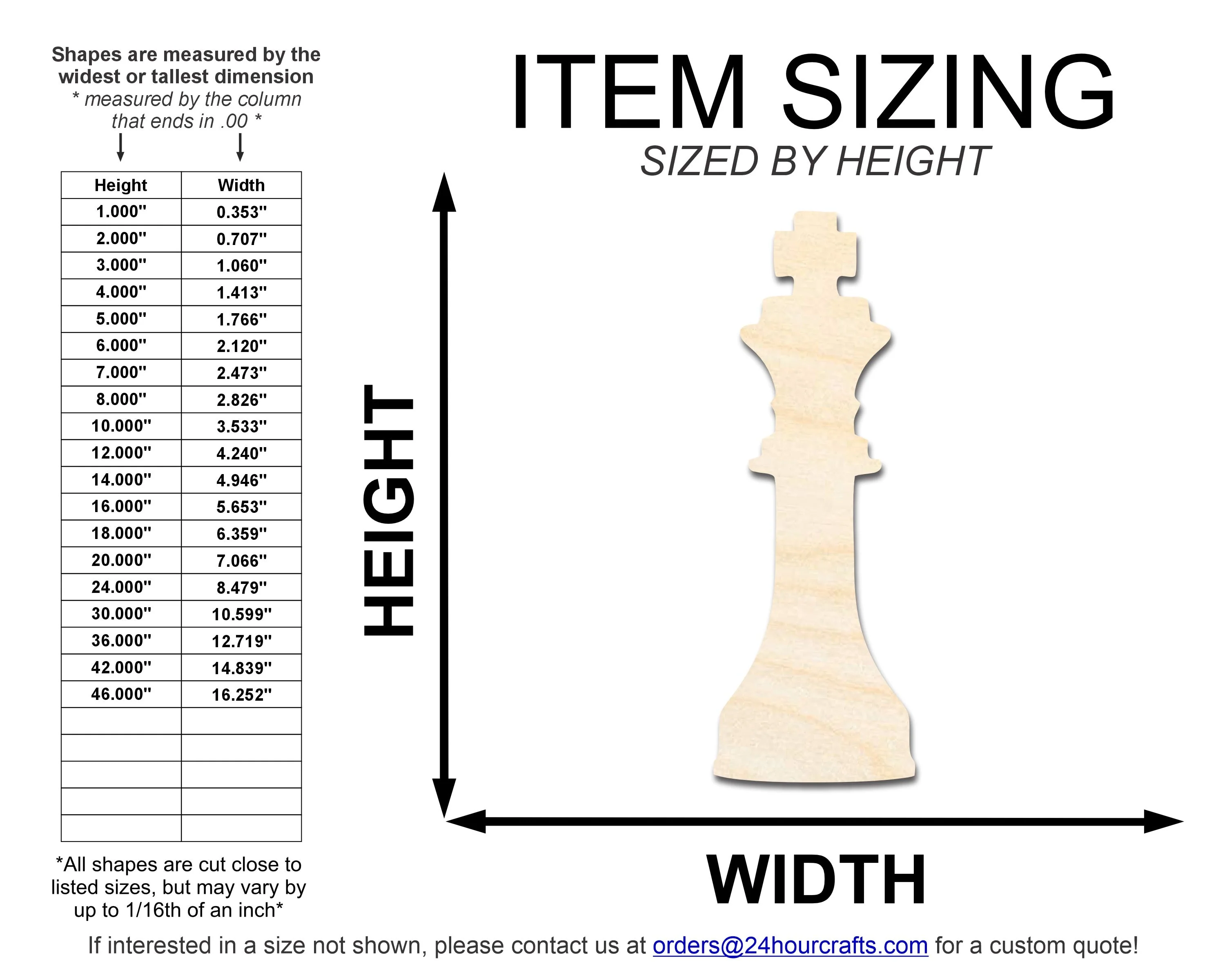 Unfinished Wood King Chess Piece Shape | DIY Craft Cutout | up to 46" DIY - Image 2
