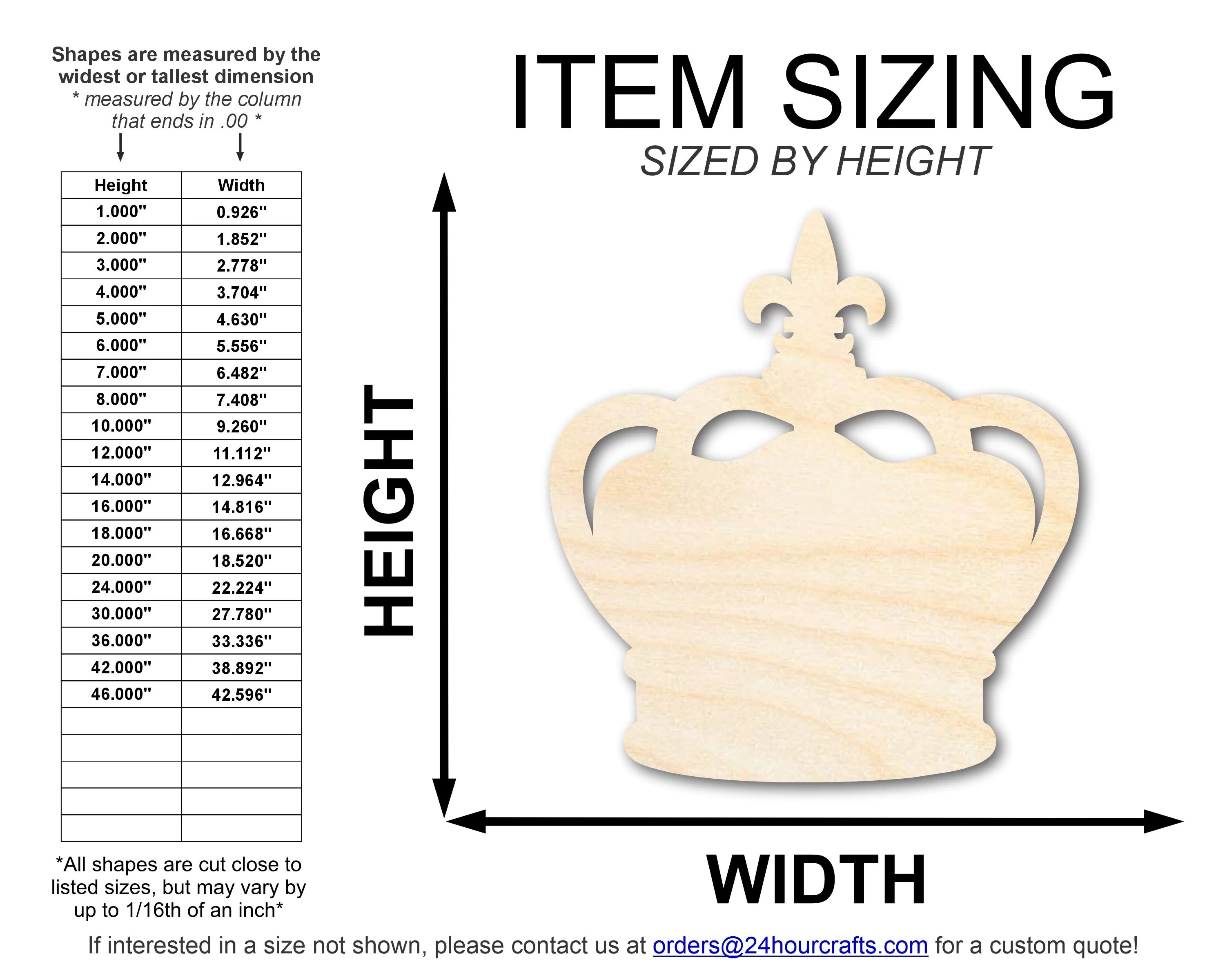 Unfinished Wood King Crown Shape | Mardi Gras | DIY Craft Cutout | up to 46" DIY - Image 2