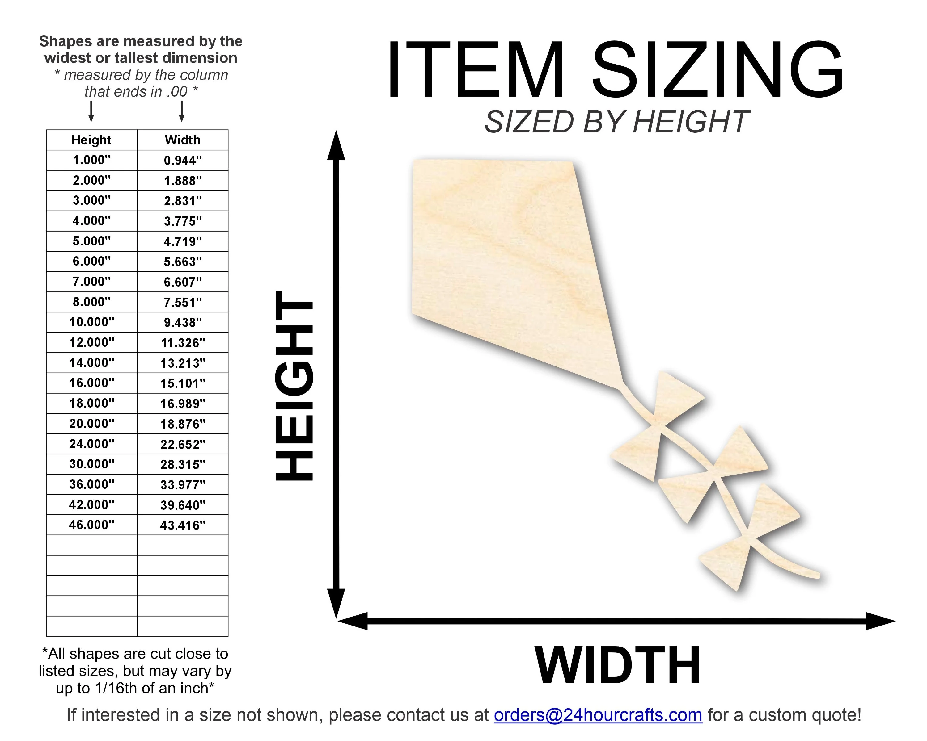 Unfinished Wood Kite Shape | DIY Craft Cutout | up to 46" DIY - Image 2