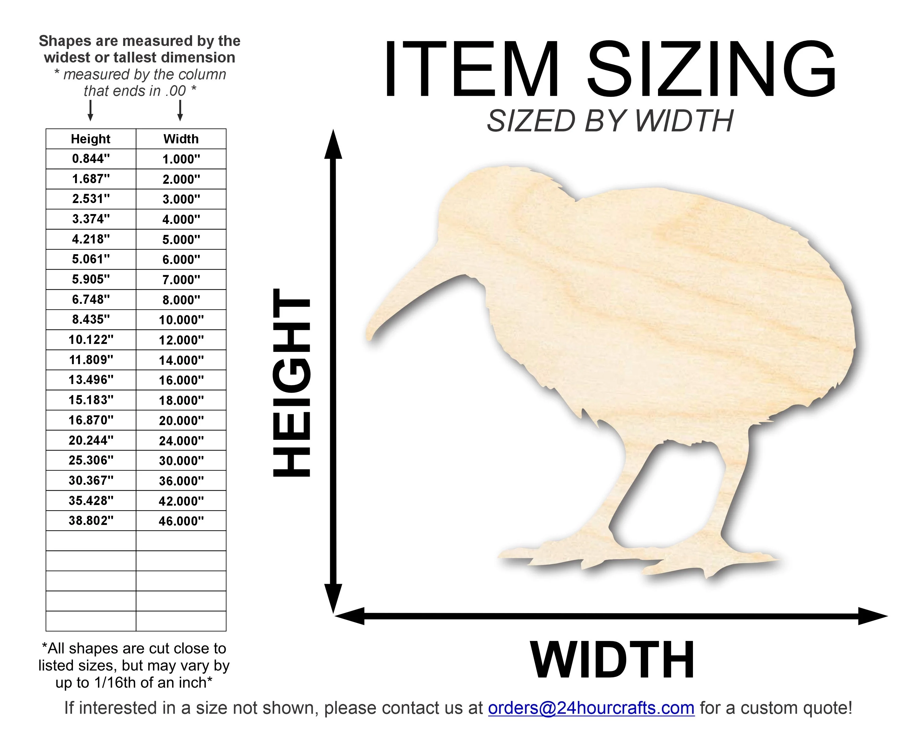 Unfinished Wood Kiwi Bird Shape | DIY Craft Cutout | up to 46" DIY - Image 2