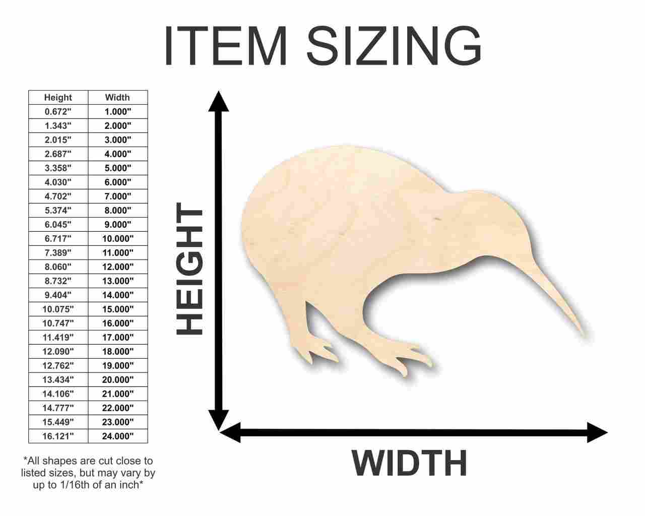Unfinished Wood Kiwi Shape - New Zealand - Animal - Bird - Wildlife - Craft - up to 46" DIY - Image 2