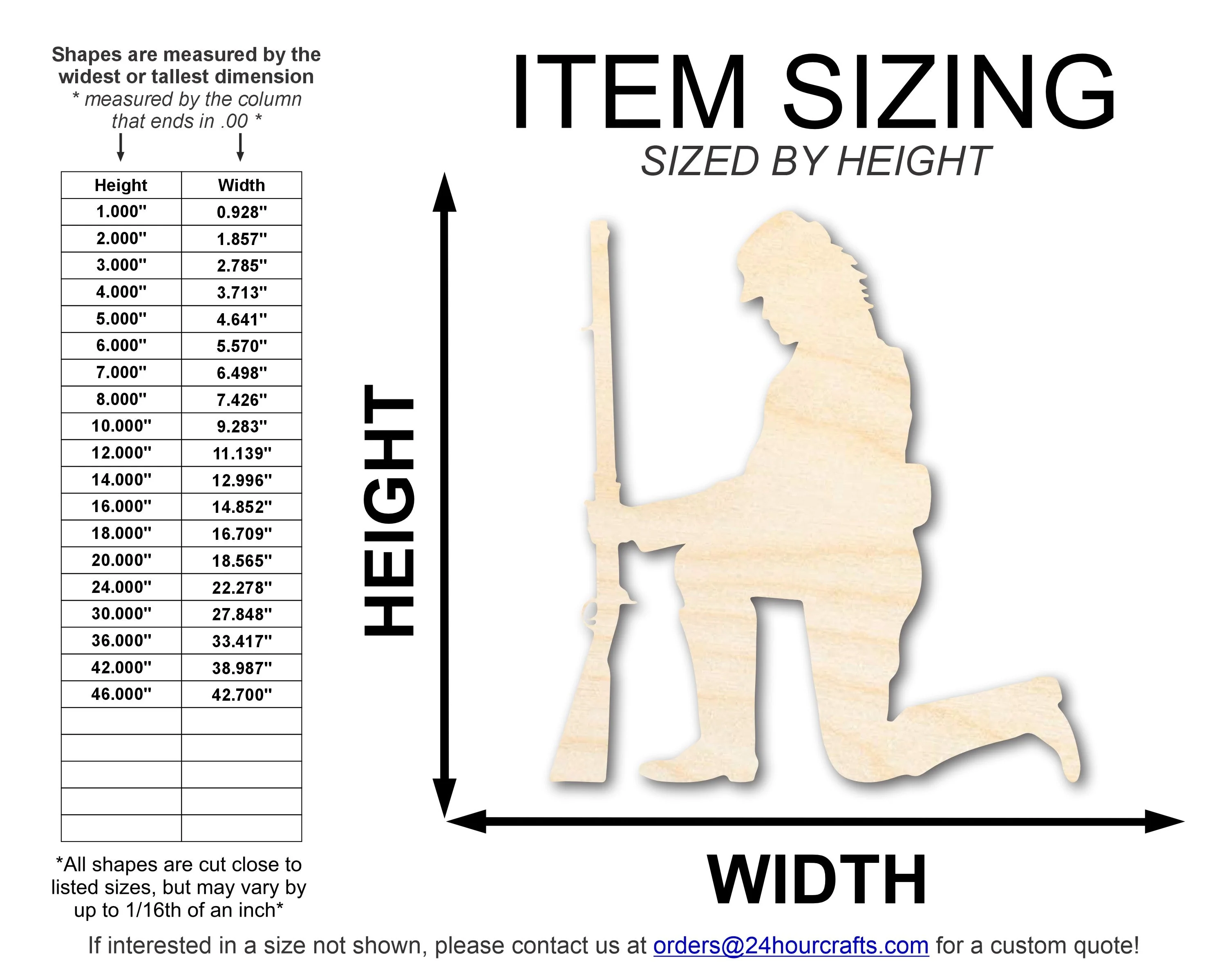 Unfinished Wood Kneeling Soldier Shape | DIY Craft Cutout | up to 46" DIY - Image 2