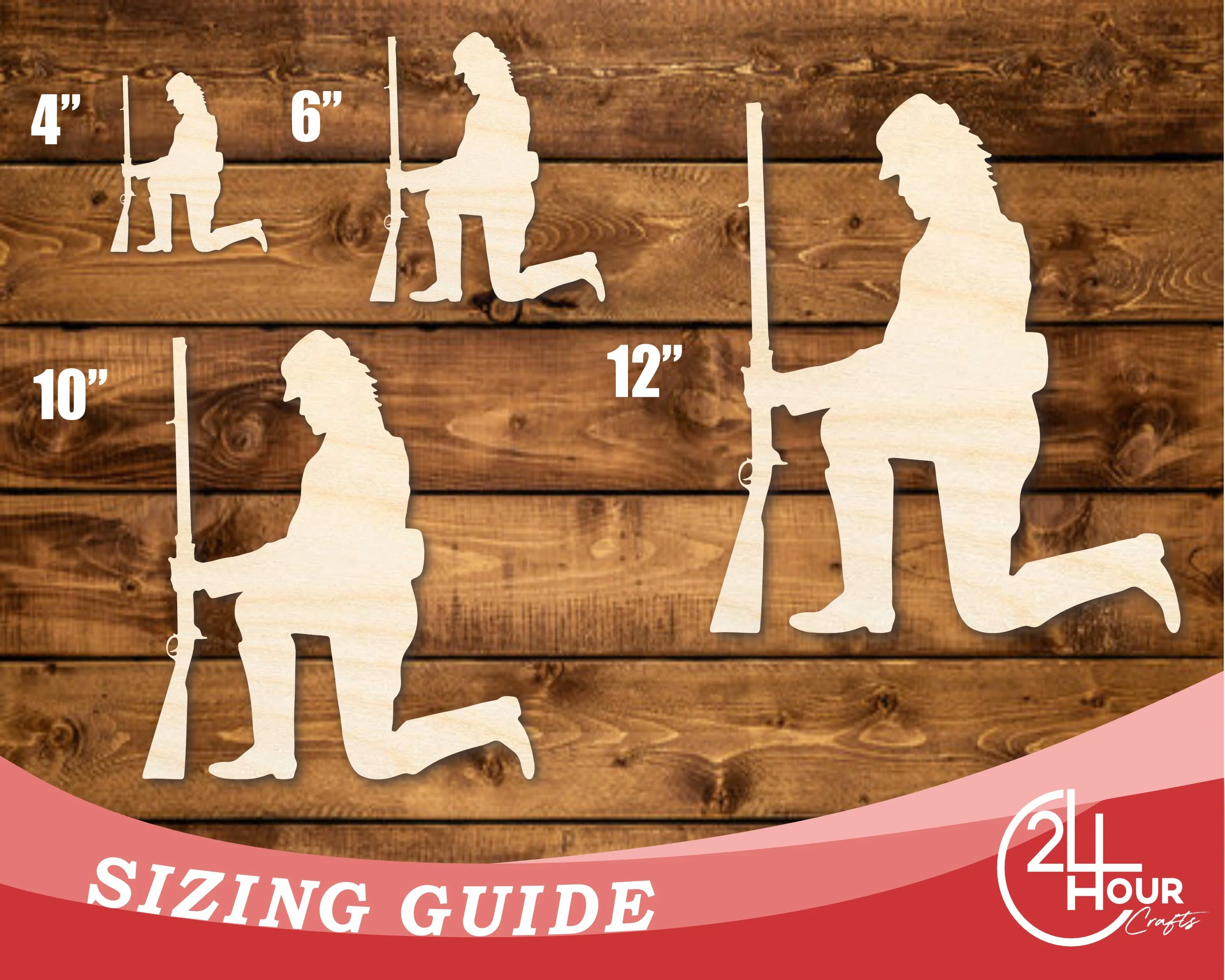 Unfinished Wood Kneeling Soldier Shape | DIY Craft Cutout | up to 46" DIY - Image 3
