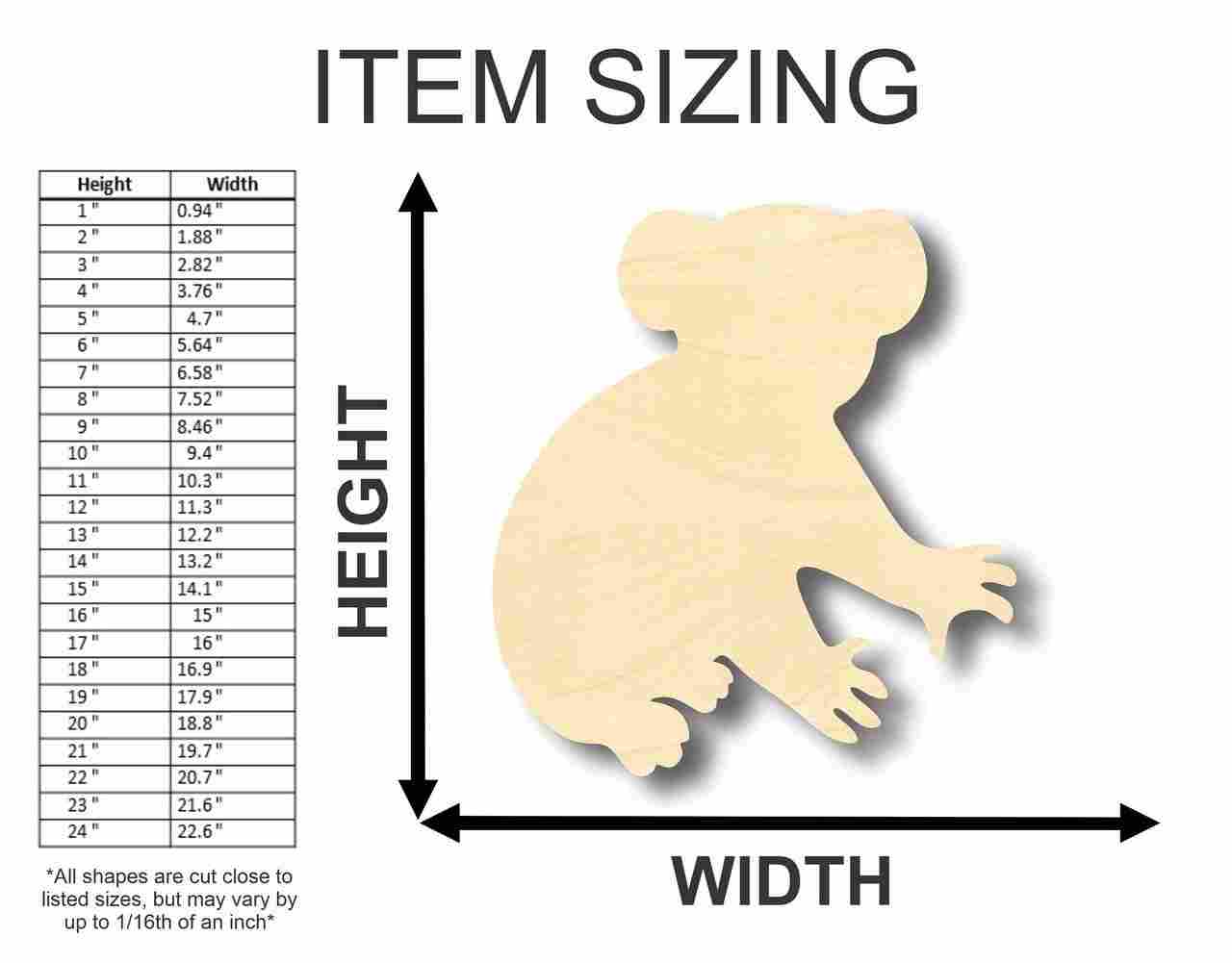 Unfinished Wood Koala Bear Shape - Animal - Craft - up to 46" DIY - Image 2