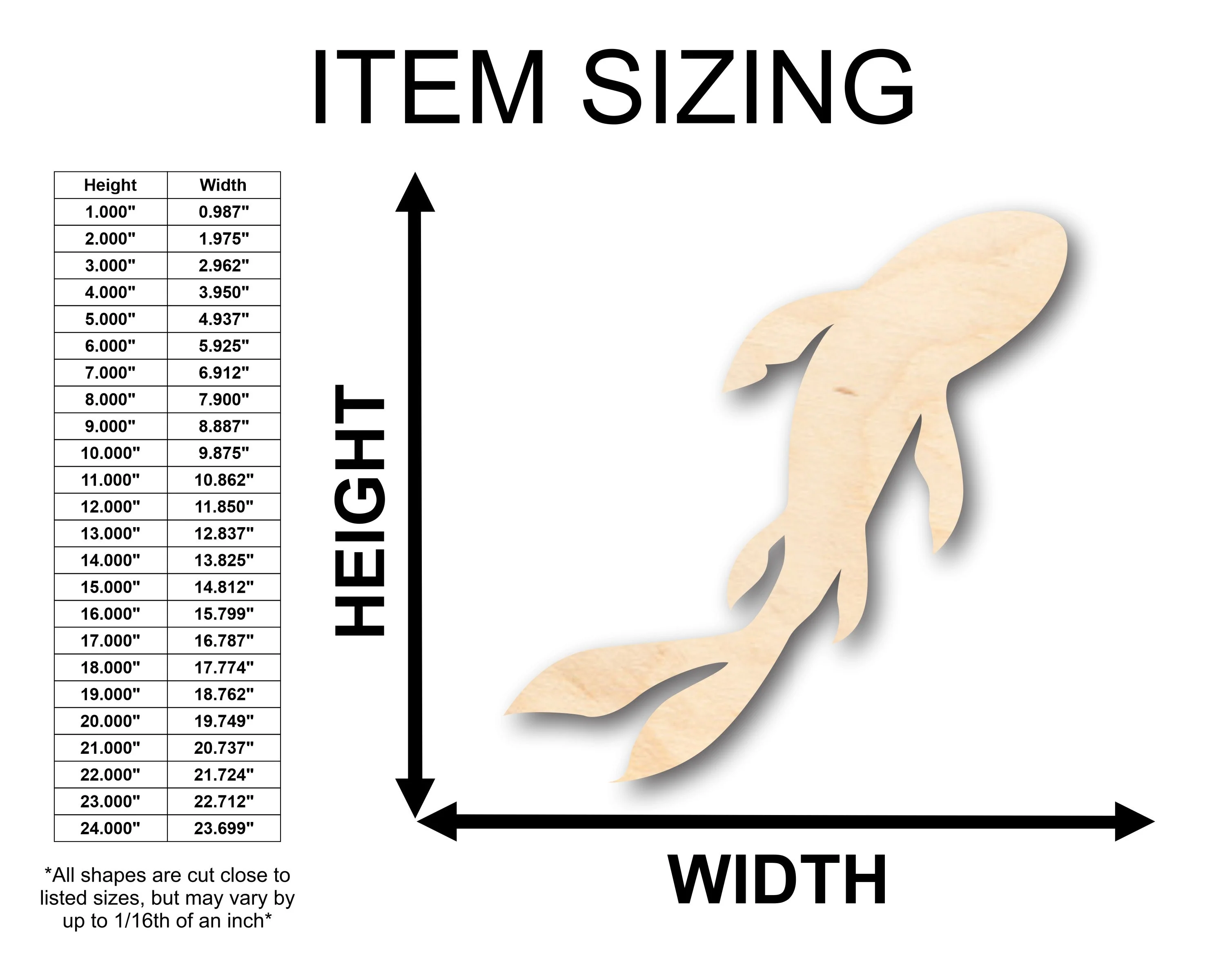Unfinished Wood Koi Fish Shape - Craft - up to 46" DIY - Image 2