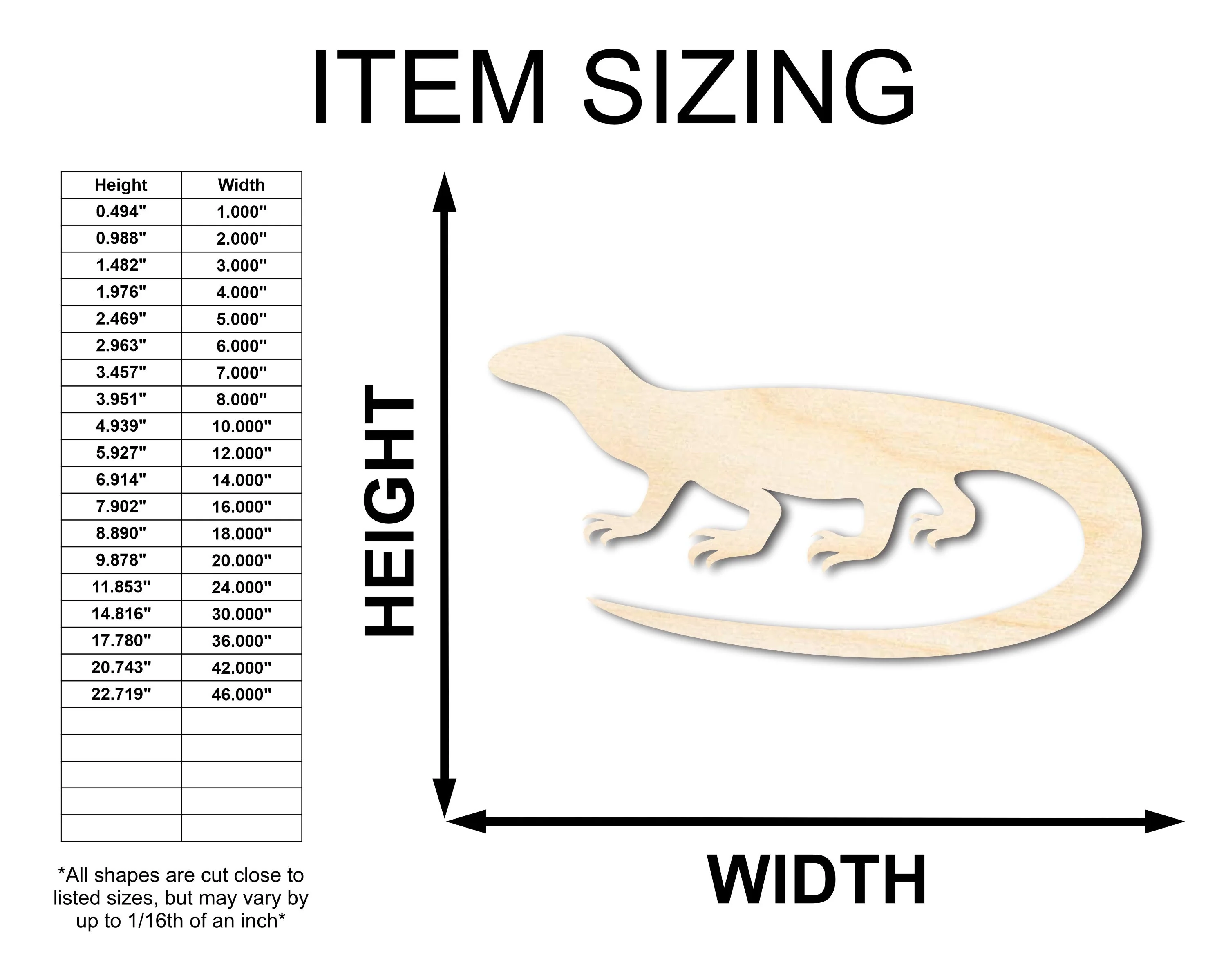 Unfinished Wood Komodo Dragon Shape - Craft - up to 46" DIY - Image 2