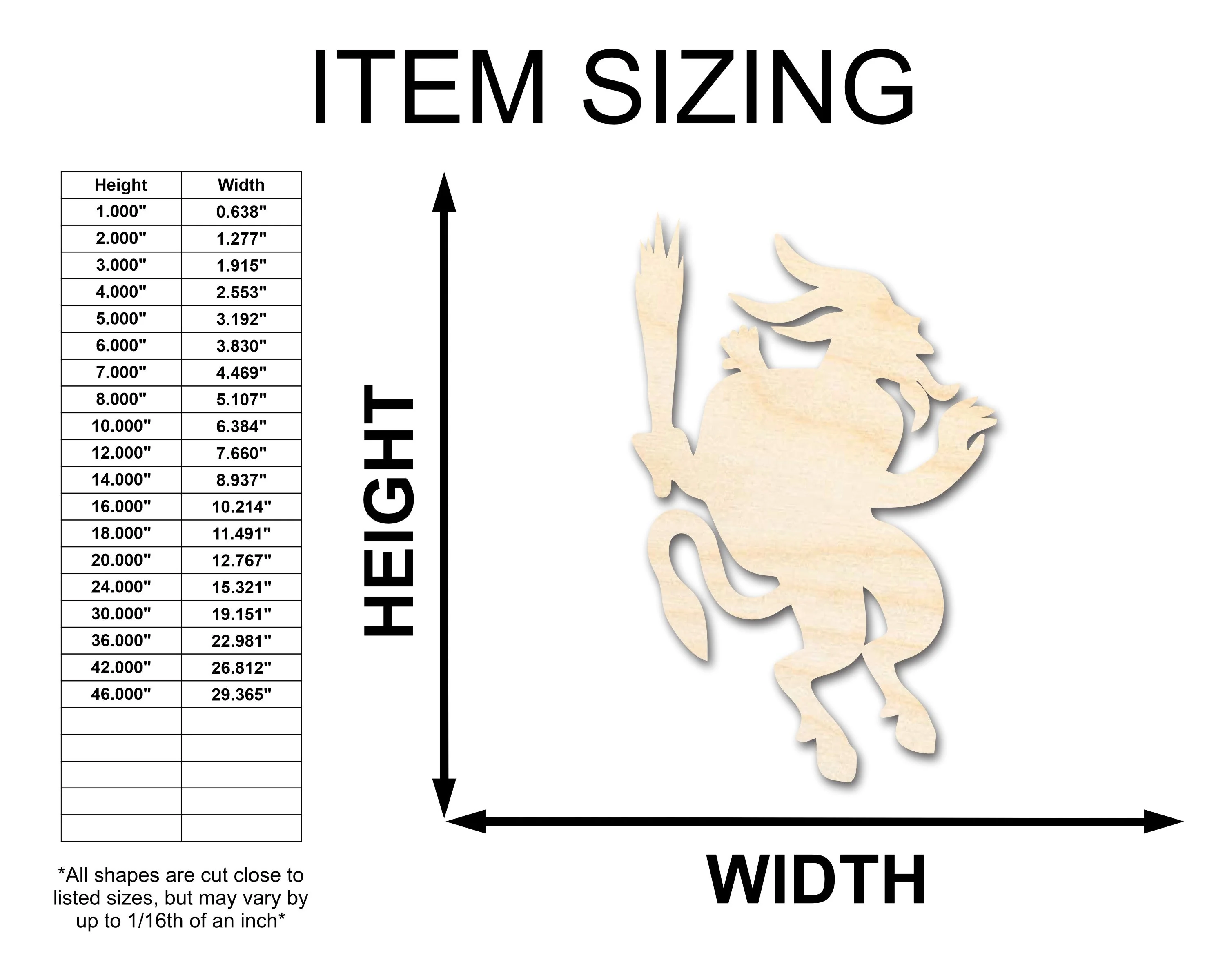 Unfinished Wood Krampus Shape | Craft Cutout | up to 46" DIY - Image 2