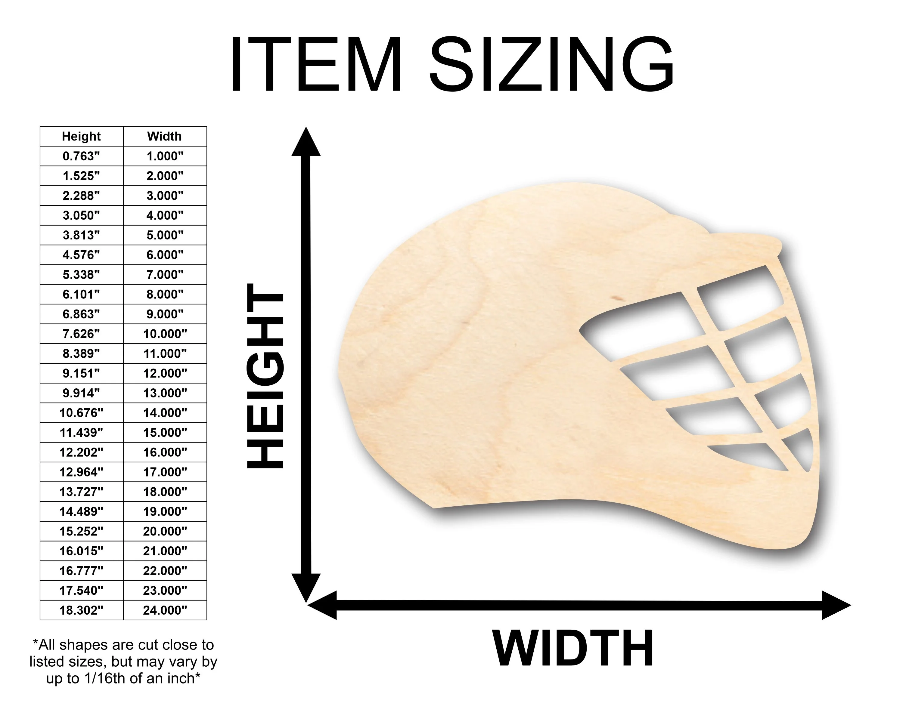 Unfinished Wood Lacrosse Helmet Shape - Craft - up to 46" DIY - Image 2